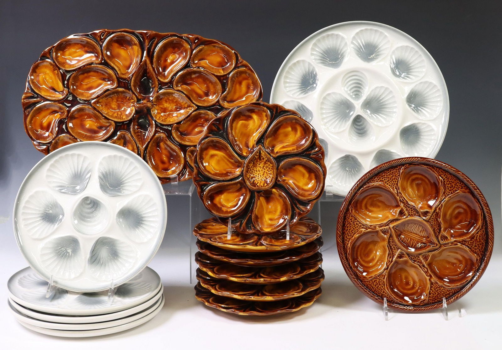 (14) FRENCH FAIENCE OYSTER PLATES & PLATTERS (1 of 7)