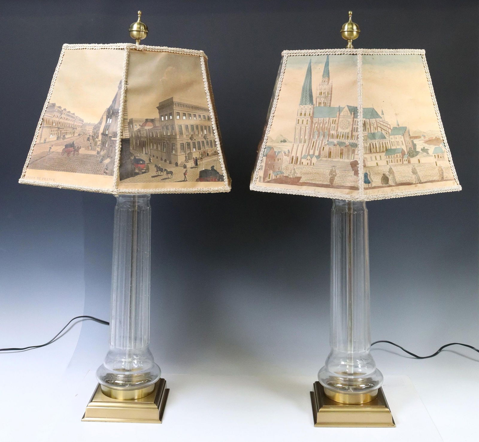 (2) GILT METAL & GLASS 1LT TABLE LAMPS WITH SHADES (1 of 7)