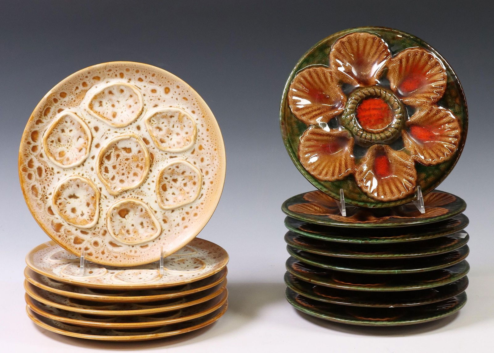 (14) FRENCH FAIENCE OYSTER PLATES (1 of 5)