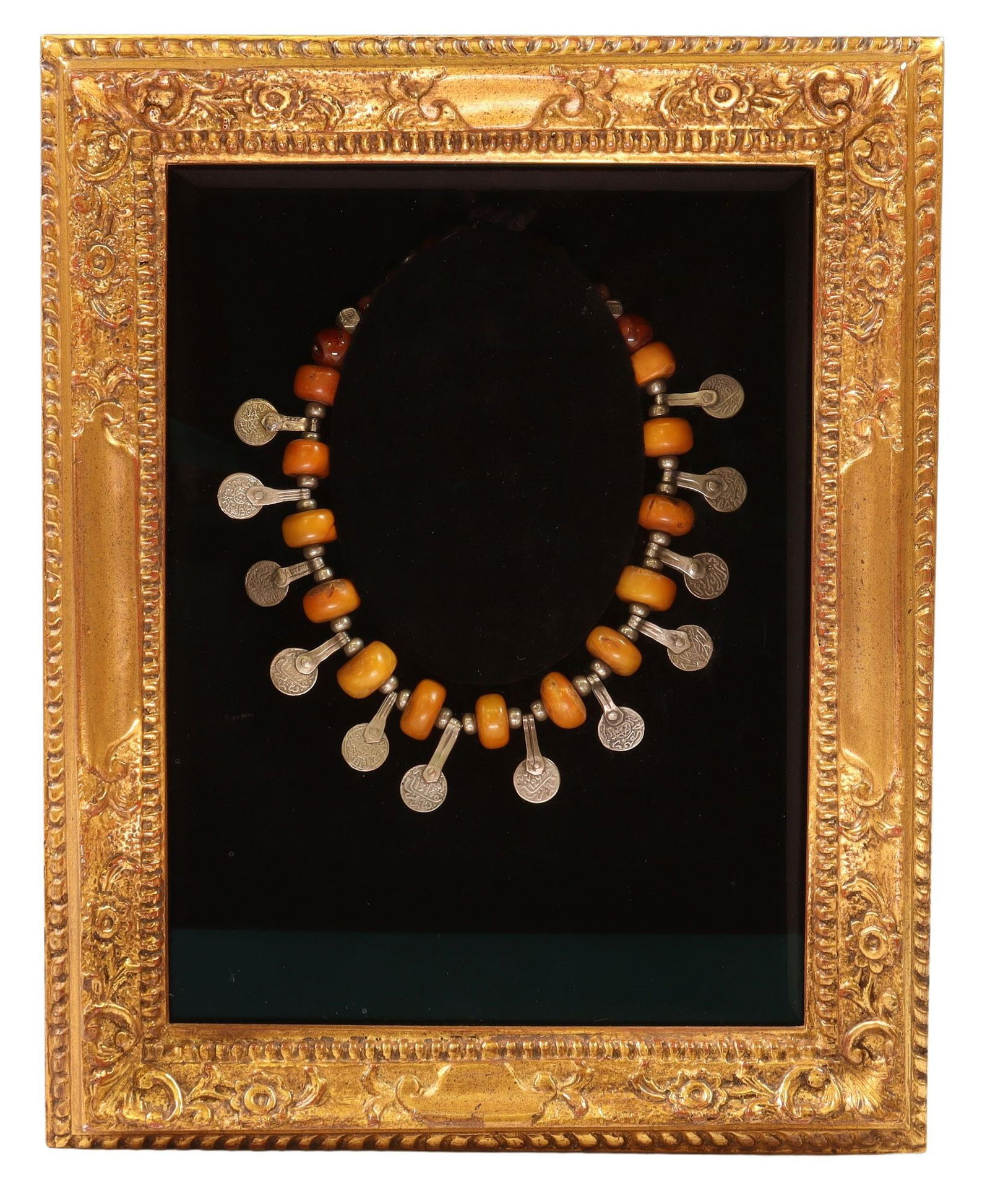 FRAMED ETHNOGRAPHIC BEADED AMBER-TONE NECKLACE (1 of 3)