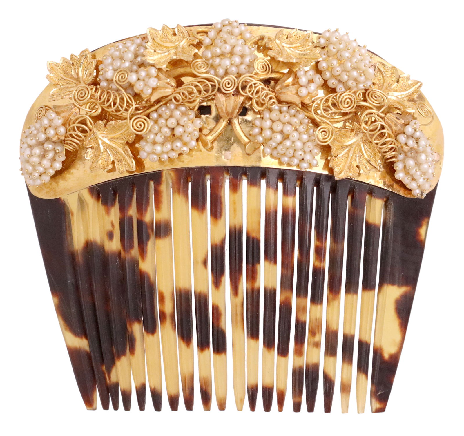 ANTIQUE ESTATE LADIES 18KT GOLD & SHELL HAIRCOMB (1 of 2)