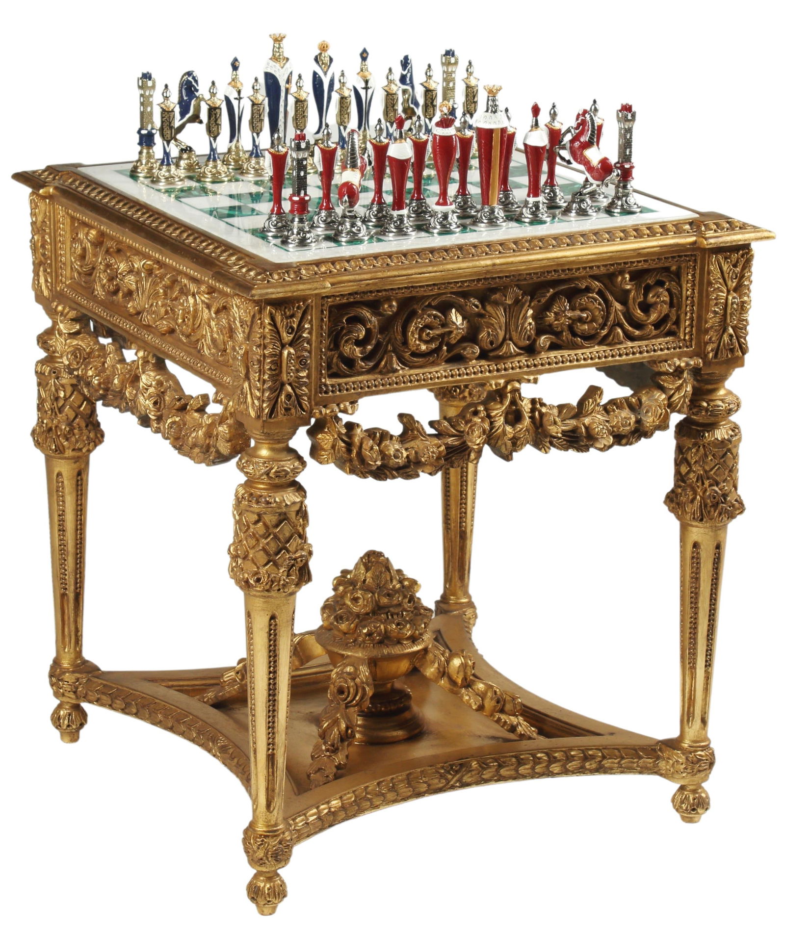 LOUIS XVI STYLE MARBLE & MALACHITE GAMES TABLE (1 of 3)