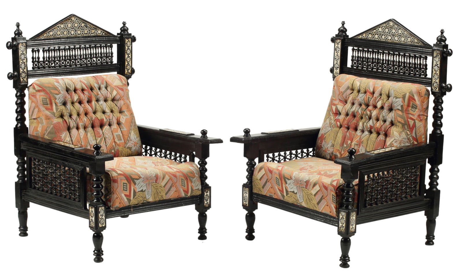 (2) MOORISH STYLE SHELL INLAID ARMCHAIRS (1 of 5)
