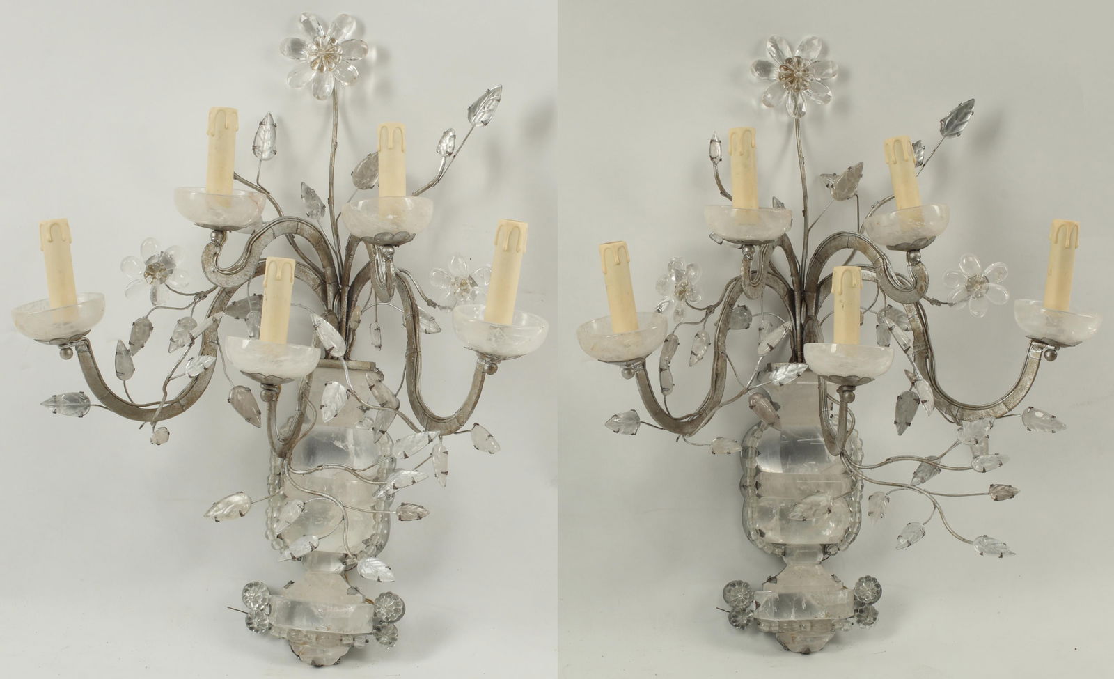 (2) MAISON BAGUES STYLE ROCK CRYSTAL URN SCONCES (1 of 4)
