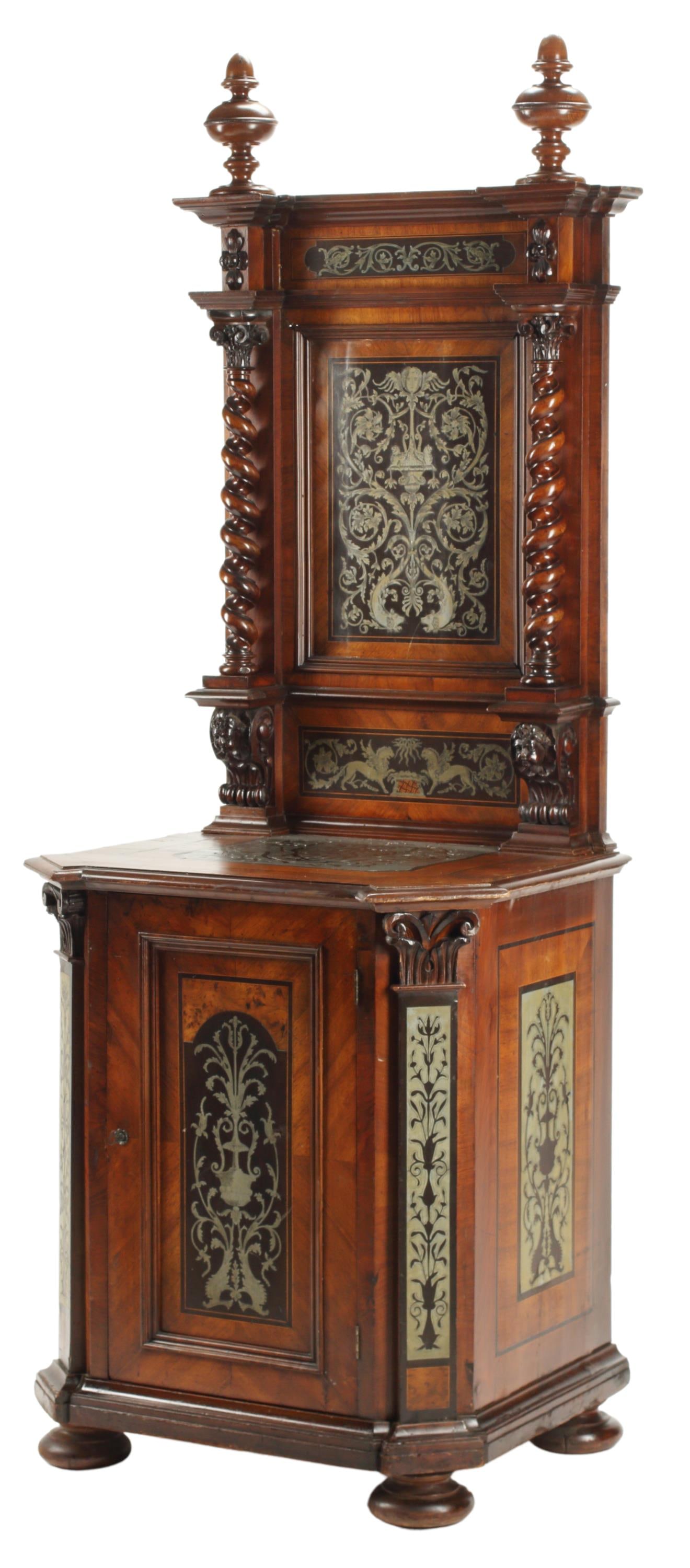 CONTINENTAL PEWTER-INLAID CABINET (1 of 5)