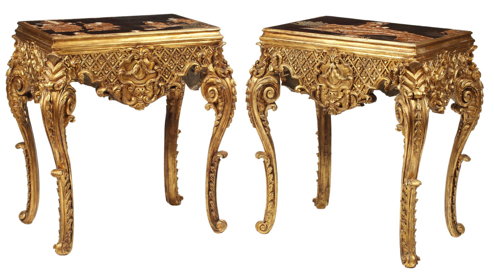 (2) REGENCE STYLE CHINOISERIE GILT SALON TABLES (1 of 5)
