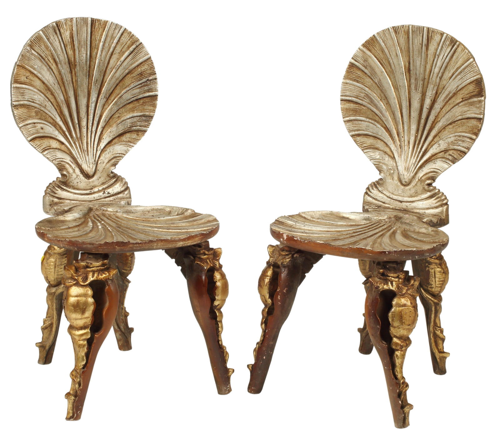 (2) GROTTO STYLE SILVER & GOLD GILT SIDE CHAIRS (1 of 4)