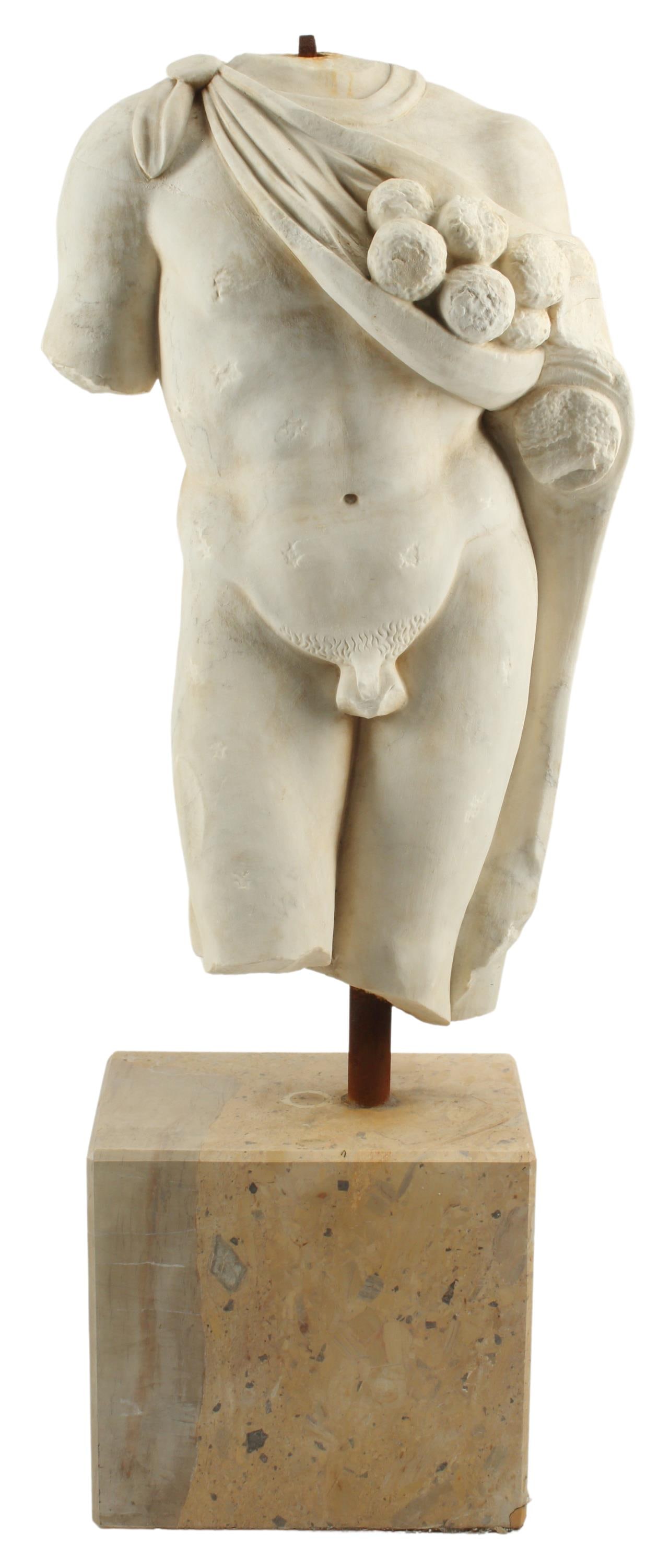 CARRARA MARBLE MALE TORSO ON MARBLE BASE (1 of 4)