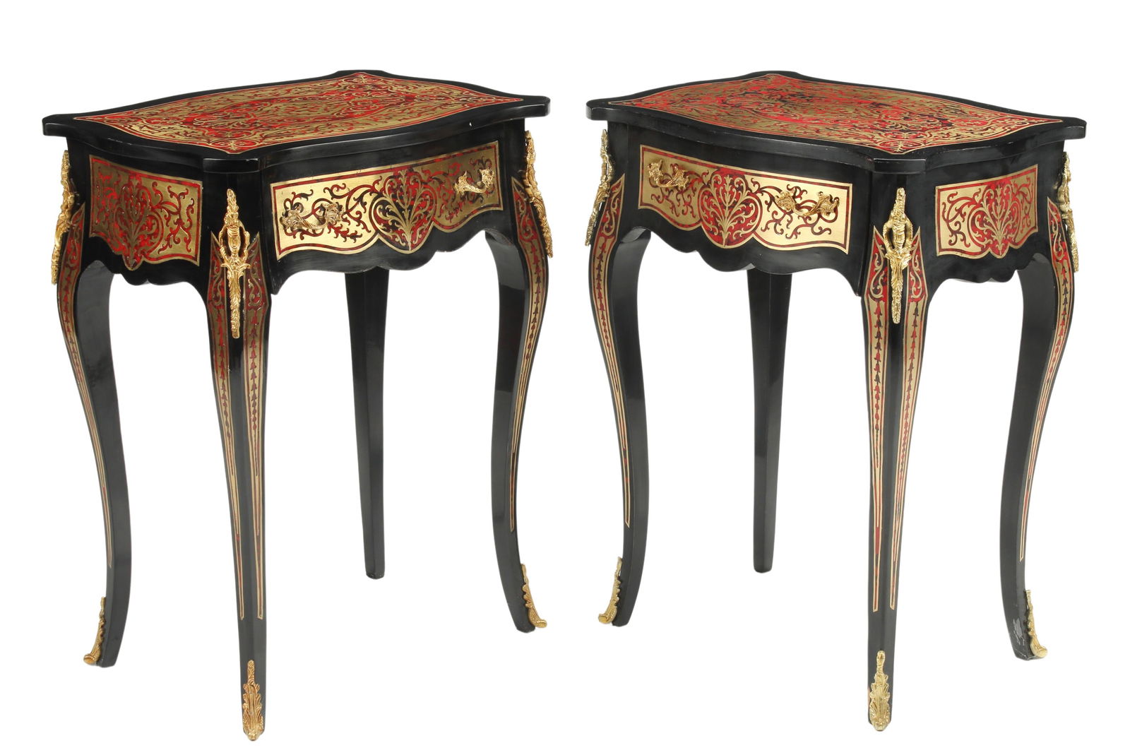 (2) NAPOLEON III STYLE BRASS MARQUETRY SIDE TABLES (1 of 3)