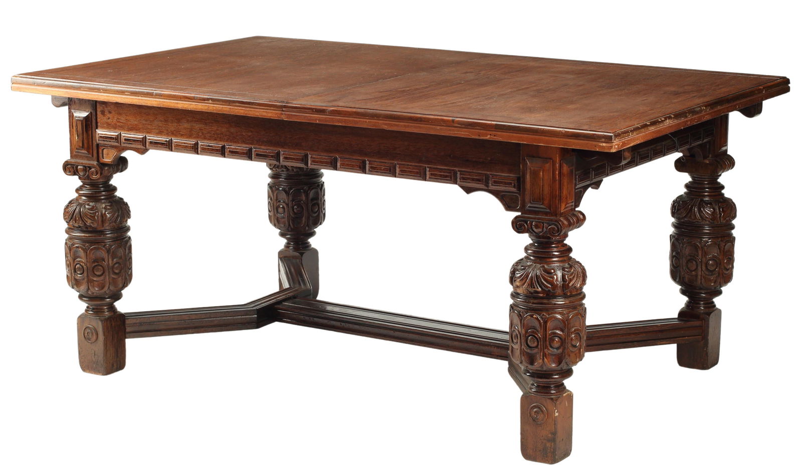 JACOBEAN STYLE CARVED DRAW LEAF TABLE, 65"L (1 of 4)