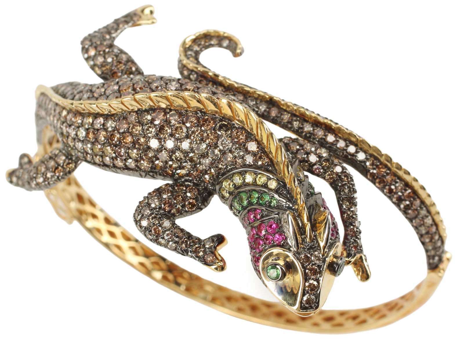 ESTATE 18KT 15.00CTTW DIAMOND GEM LIZARD BRACELET (1 of 4)