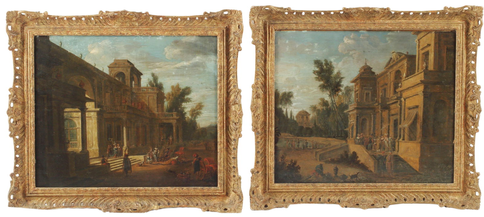2) FRAMED PAINTINGS CAPRICCIO OF A PALACE EXTERIOR (1 of 6)