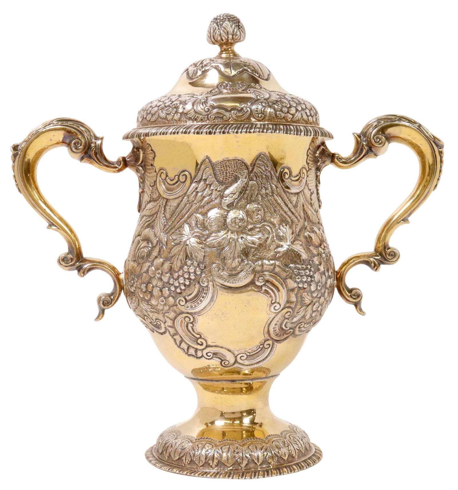 GEORGE II IRISH SILVER-GILT TWO-HANDLE CUP & COVER (1 of 8)