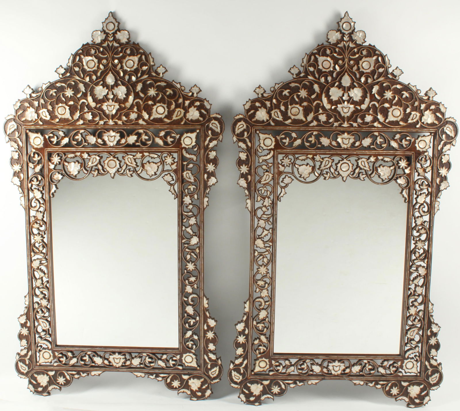 (2) LARGE MOORISH STYLE MOP INLAID MIRRORS, 69.5"H (1 of 3)