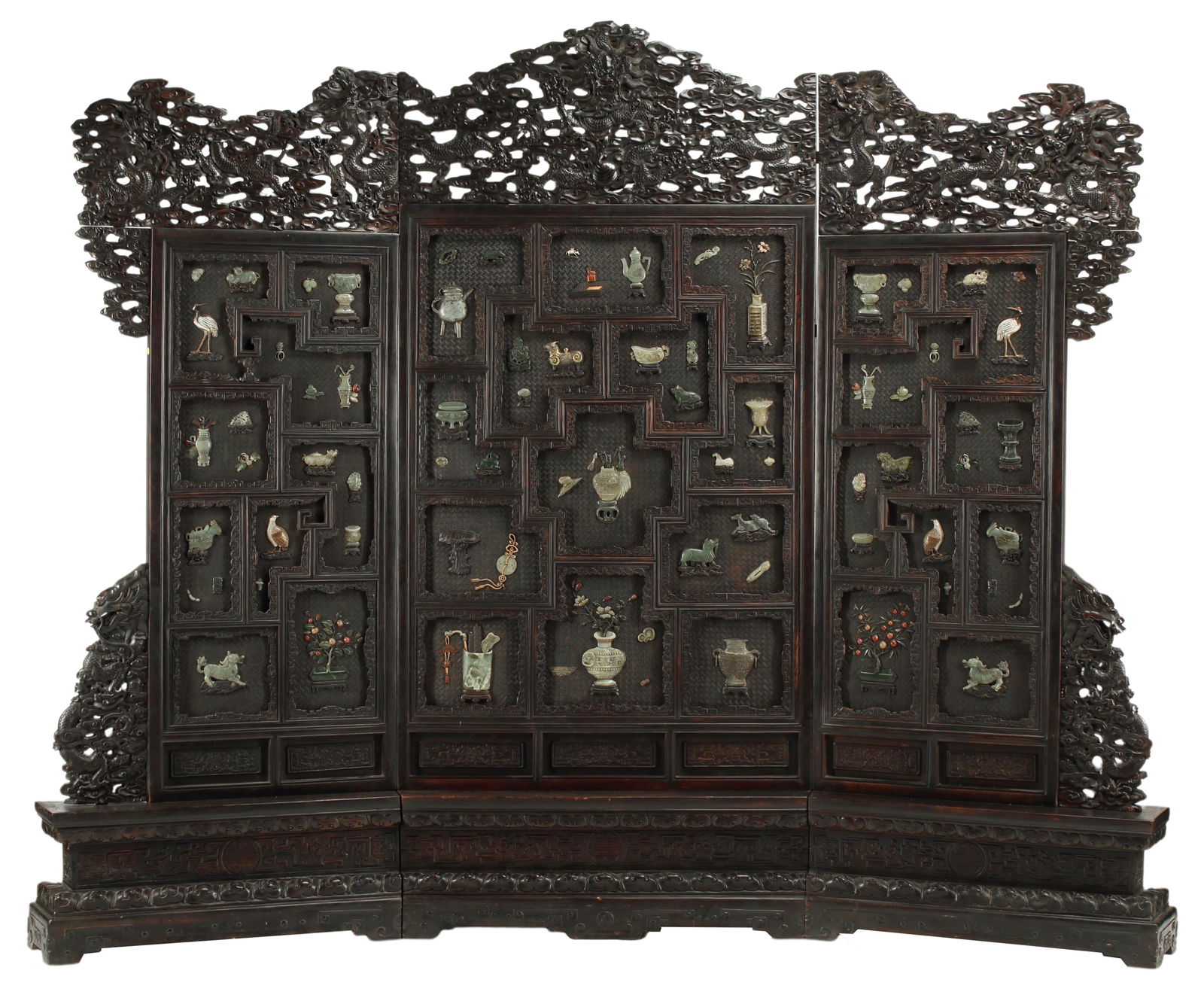 MONUMENTAL CHINESE HARDSTONE INLAID SCREEN (1 of 5)