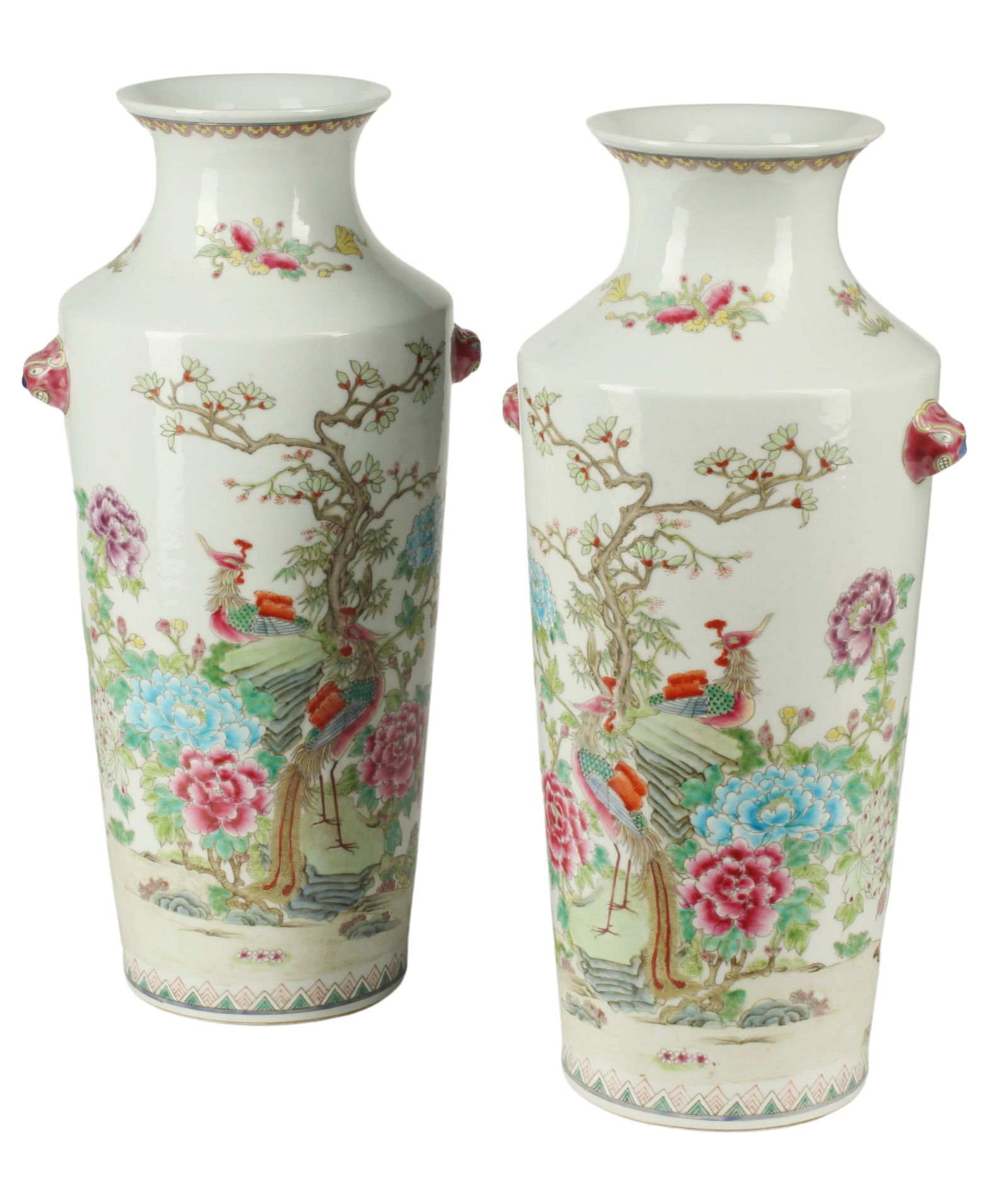 (2) CHINESE FAMILLE ROSE PORCELAIN VASES, 17"H (1 of 6)