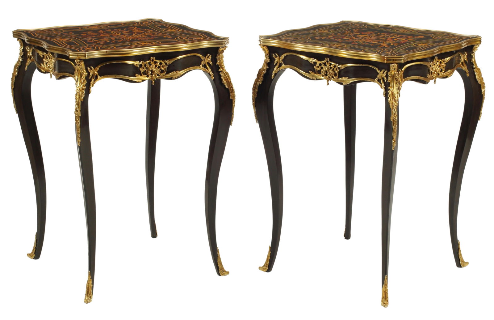 (2) LOUIS XV STYLE MARQUETRY INLAID SIDE TABLES (1 of 4)
