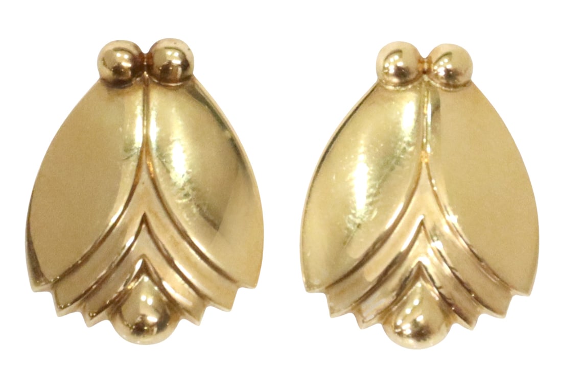 ESTATE GEORG JENSEN 18KT YELLOW GOLD EARRINGS (1 of 4)