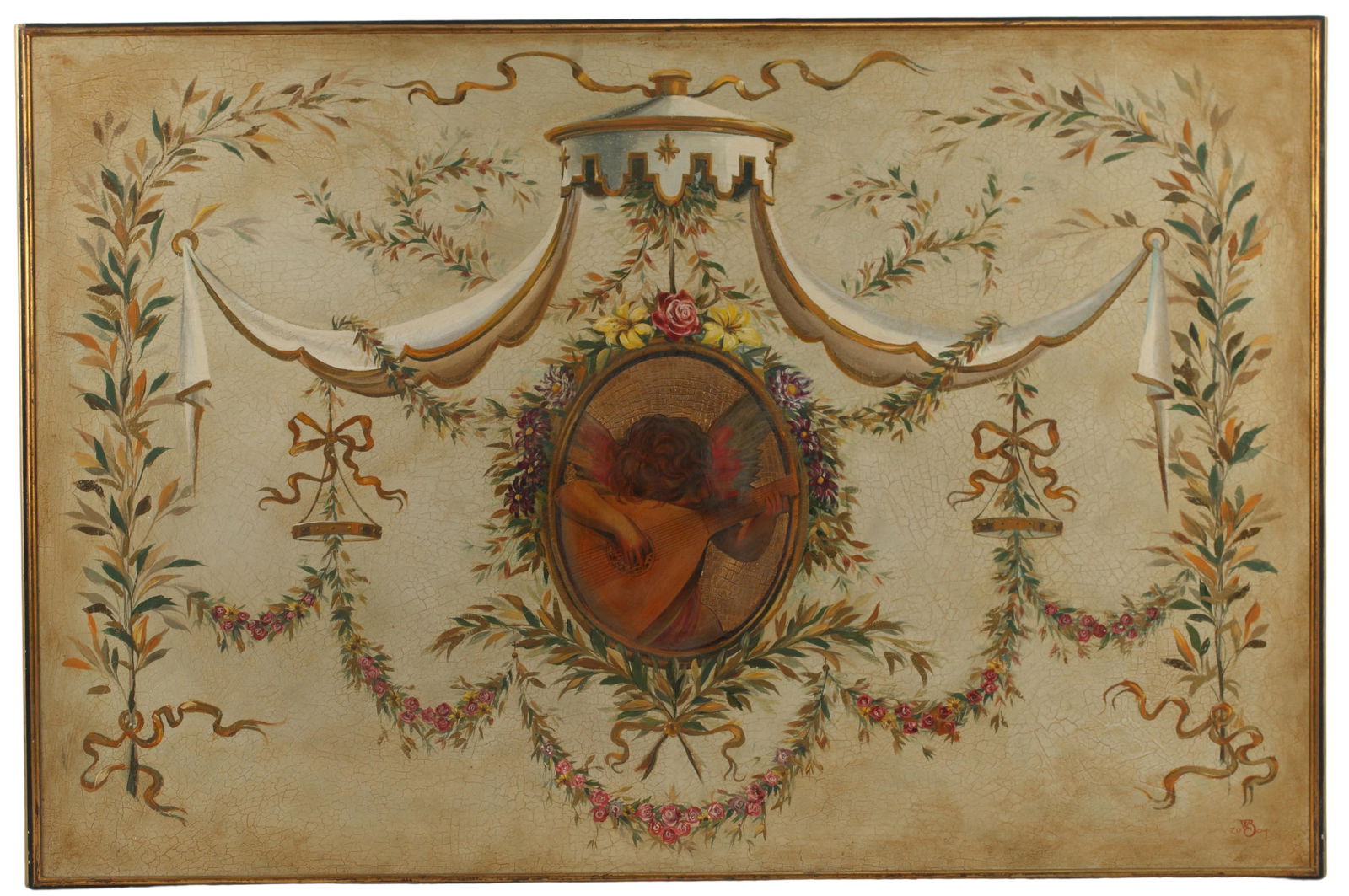 FRAMED OIL ON CANVAS PAINTING, OVERDOOR PANEL (1 of 3)