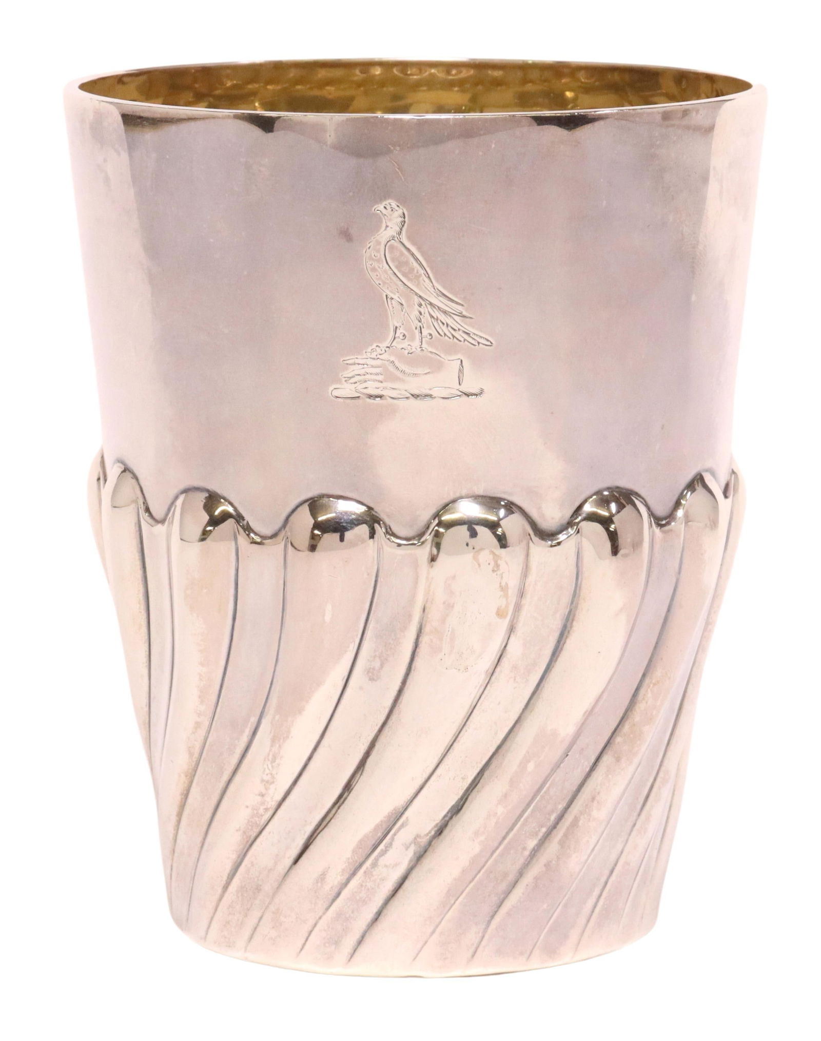 ENGLISH VICTORIAN STERLING SILVER ARMORIAL BEAKER (1 of 4)