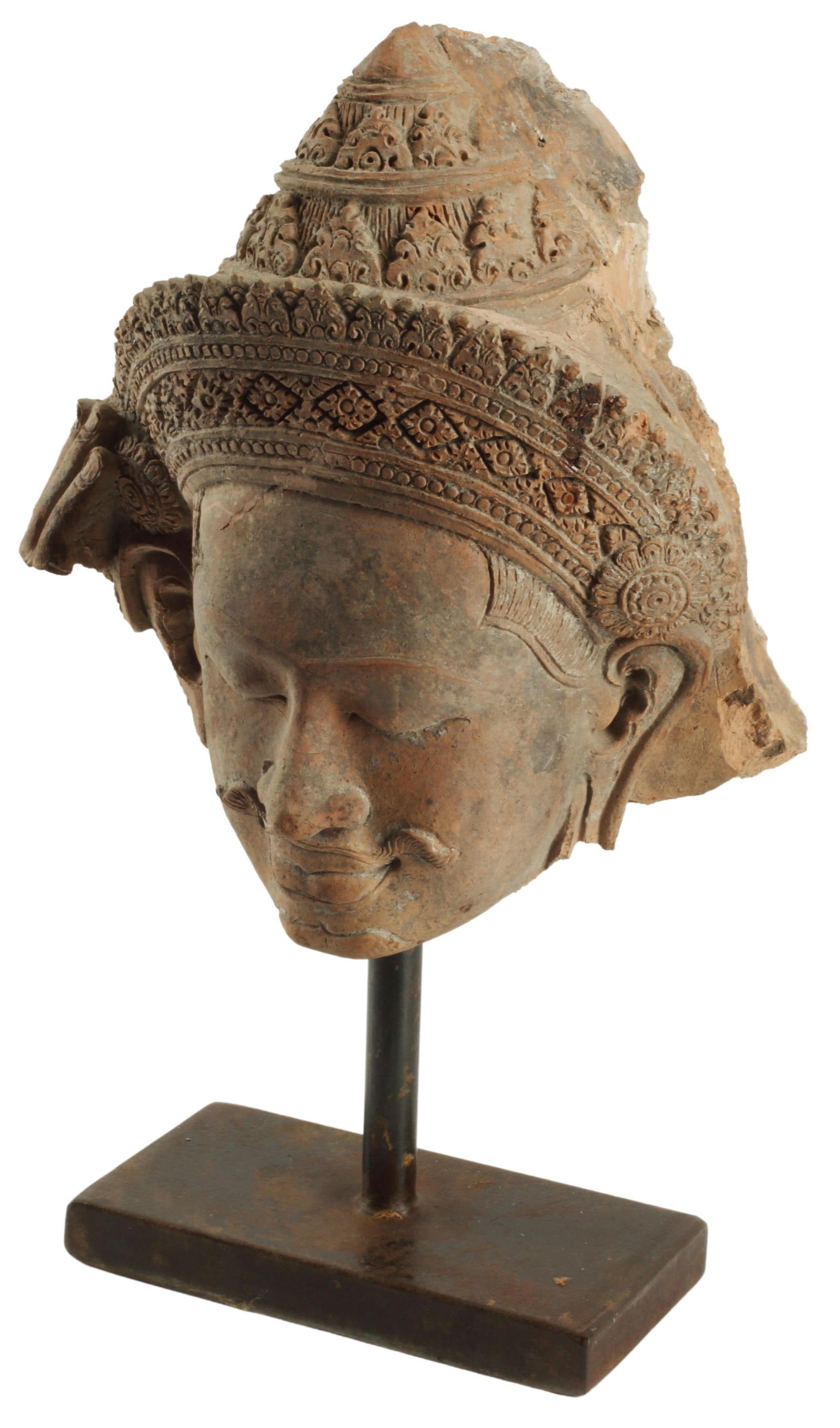 KHMER STYLE STONE FRAGMENT HEAD OF A MALE DEITY (1 of 8)