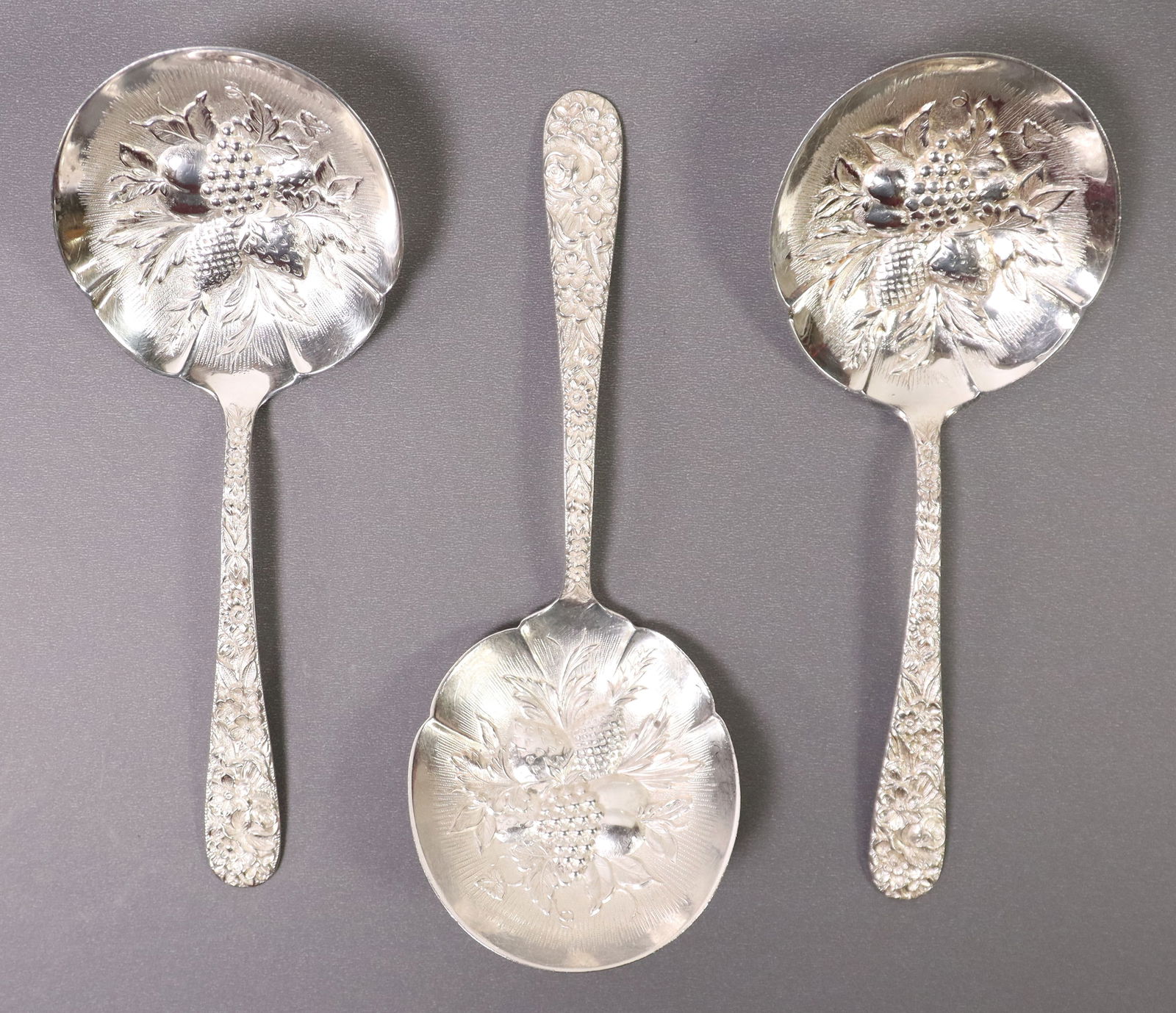 (3) S. KIRK & SON REPOUSSE STERLING BON BON SPOONS (1 of 4)