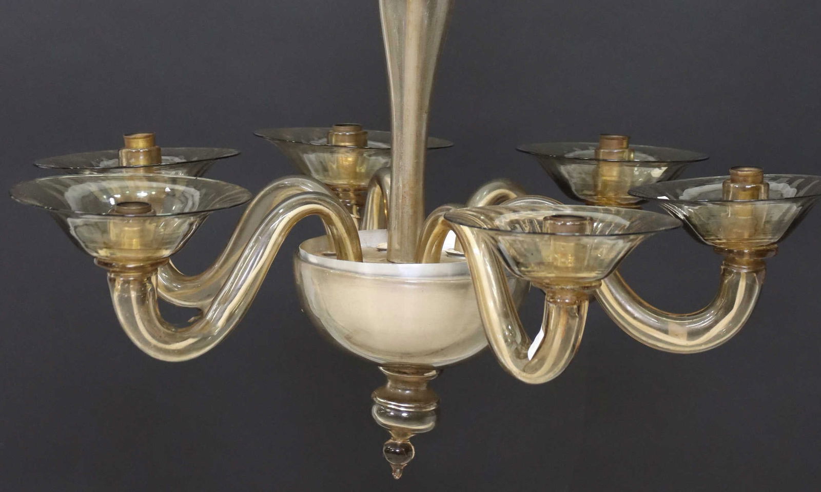 ITALY MANNER OF MVM CAPPELIN 6-LT GLASS CHANDELIER (1 of 3)