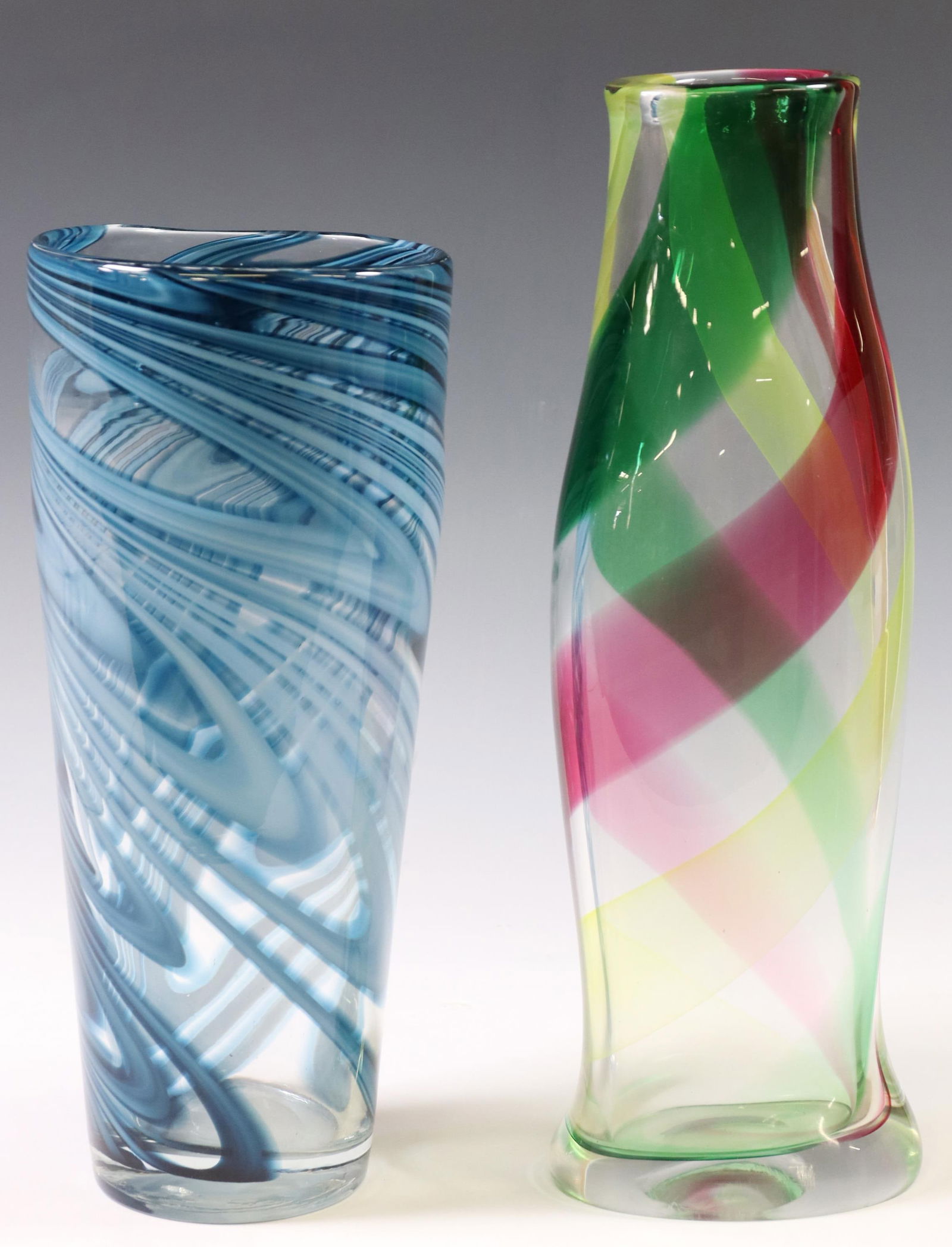 (2) LARGE MODERN ART GLASS FLOWER VASES (1 of 3)