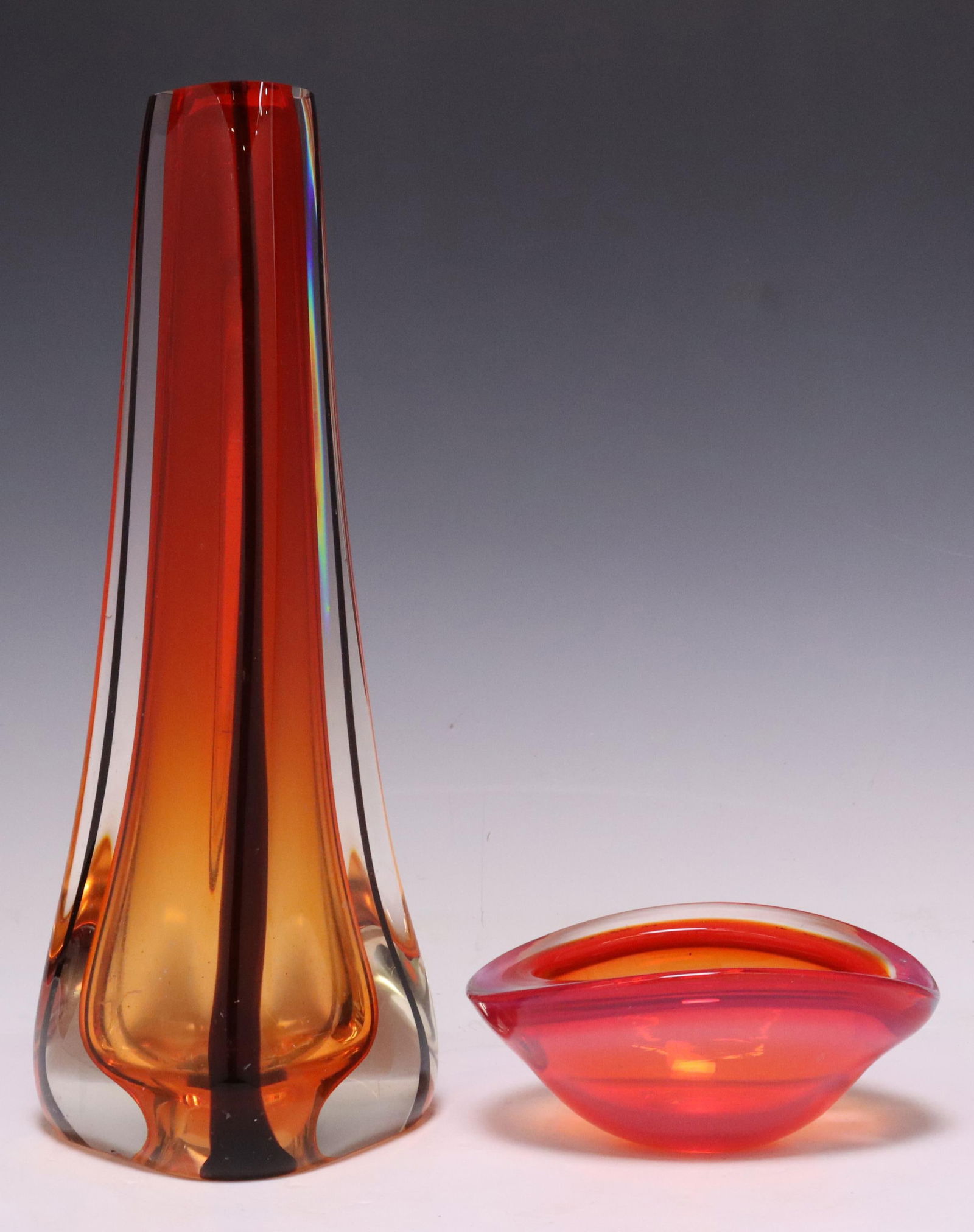 (2) ITALIAN MURANO SOMMERSO GLASS LAMP BASE & BOWL (1 of 6)