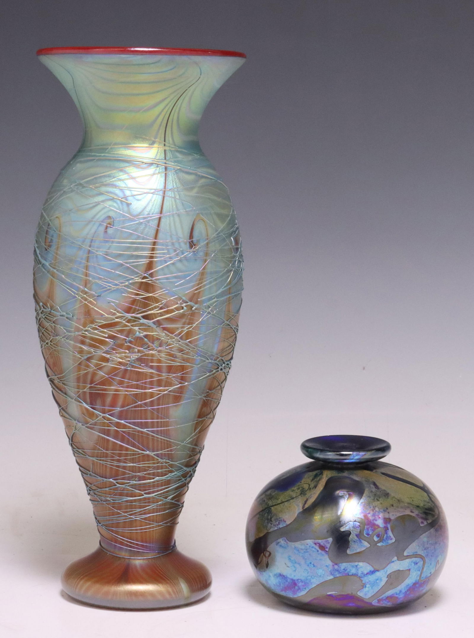 (2) VANDERMARK & FELLERMAN STUDIO ART GLASS VASES (1 of 4)