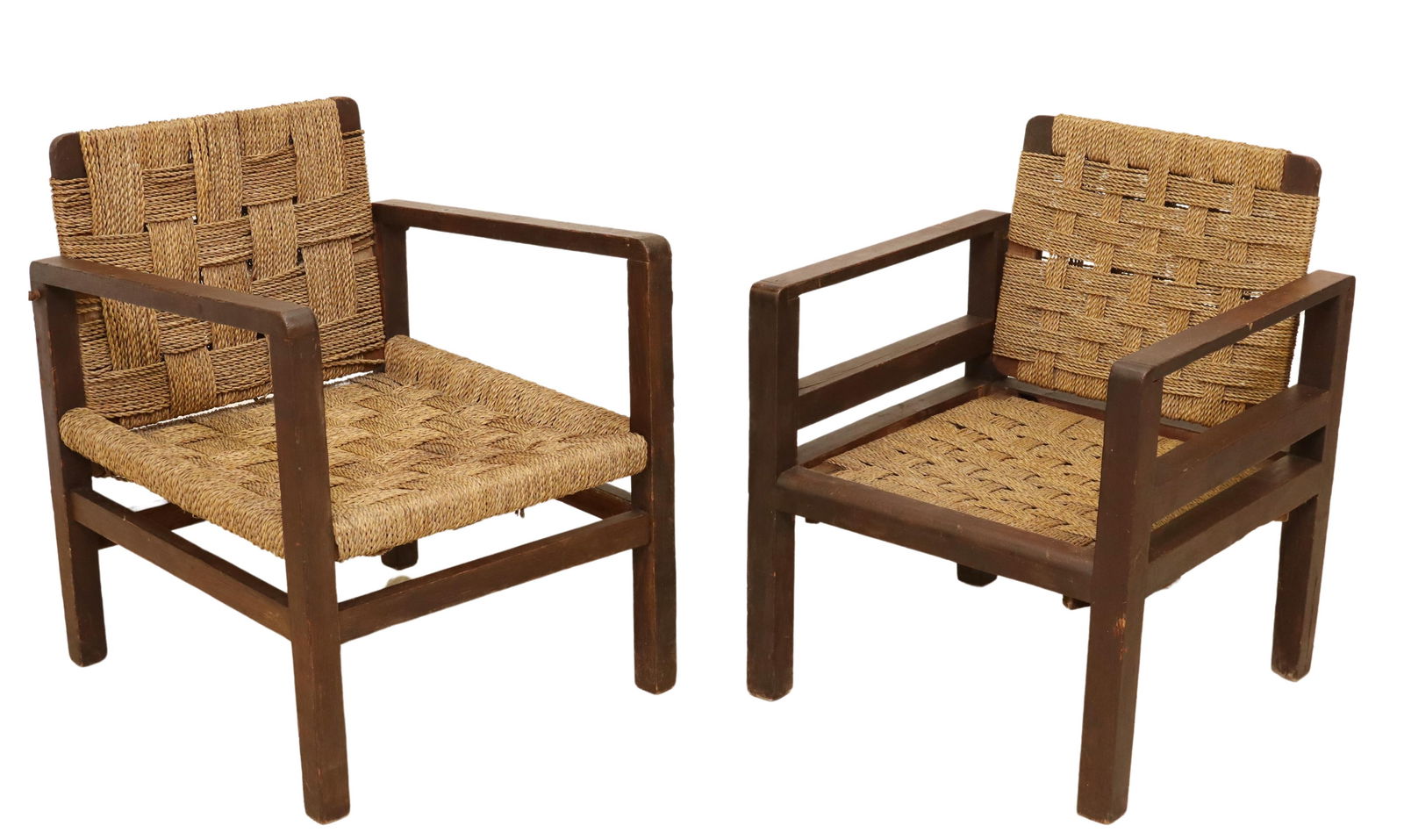 (2) FRENCH MODERN WOVEN CORD ARMCHAIRS (1 of 4)