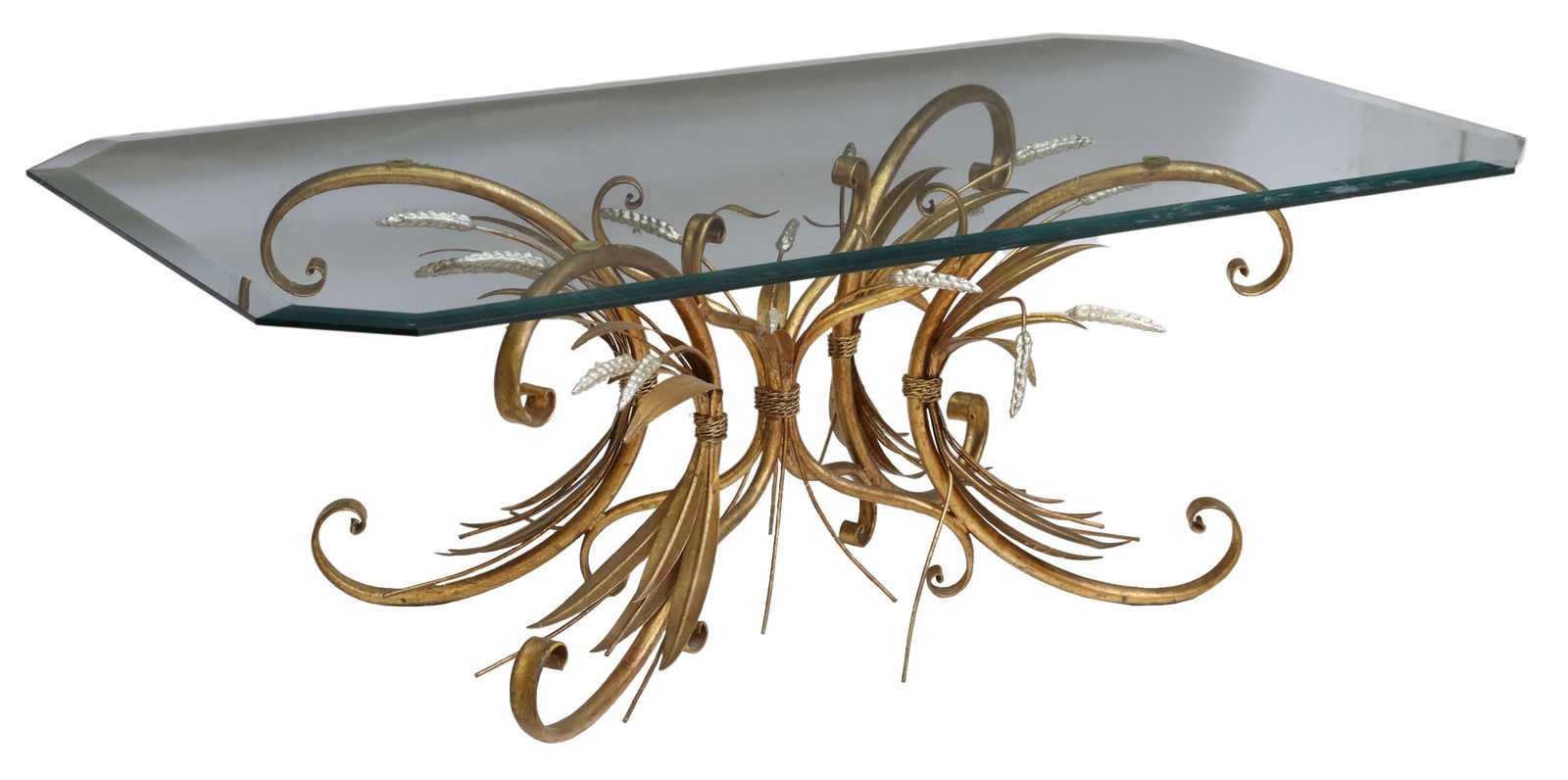 MODERN GILT METAL SHEAVES OF WHEAT COFFEE TABLE (1 of 2)