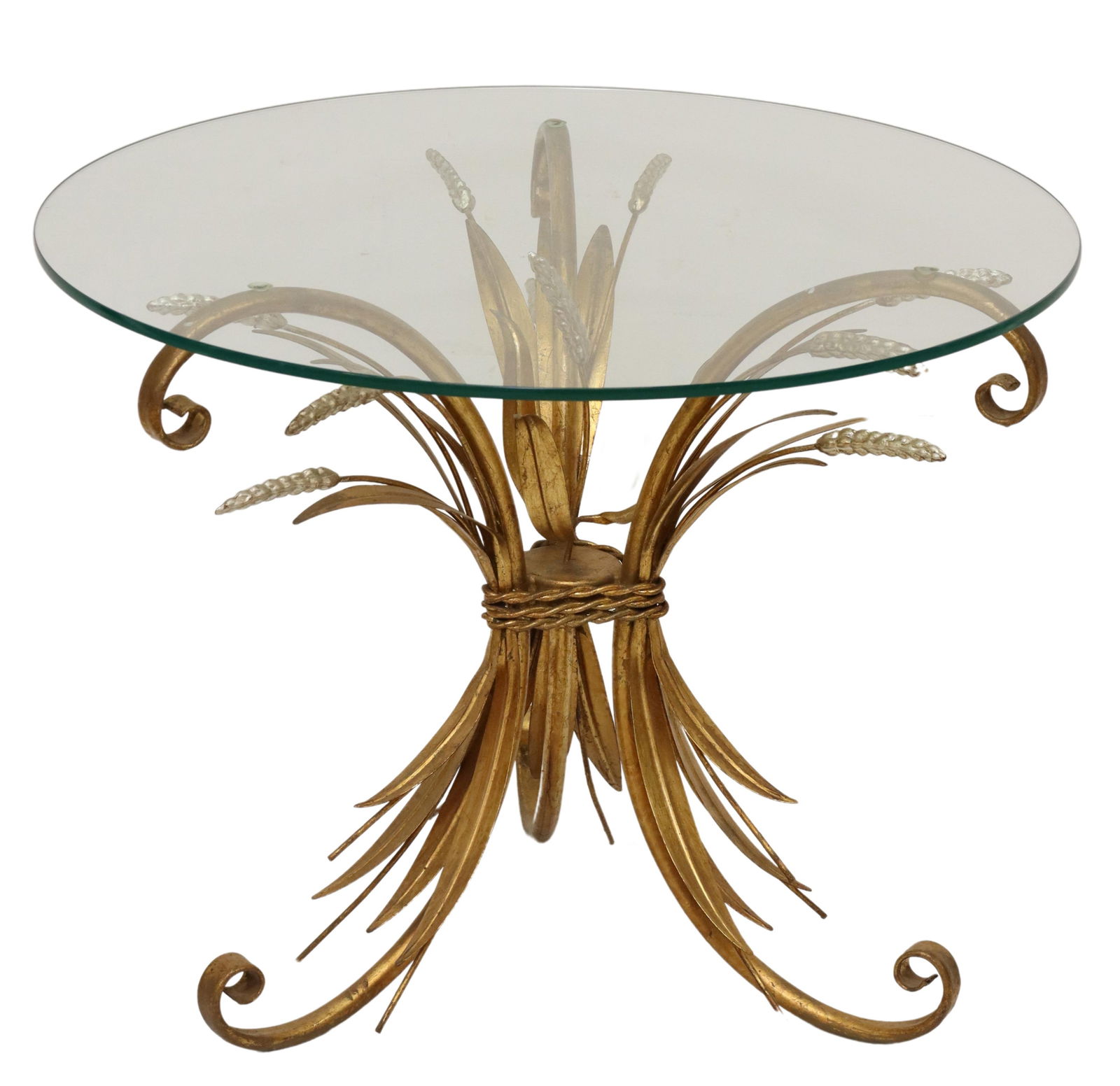 MODERN GILT METAL SHEAVES OF WHEAT SIDE TABLE (1 of 3)