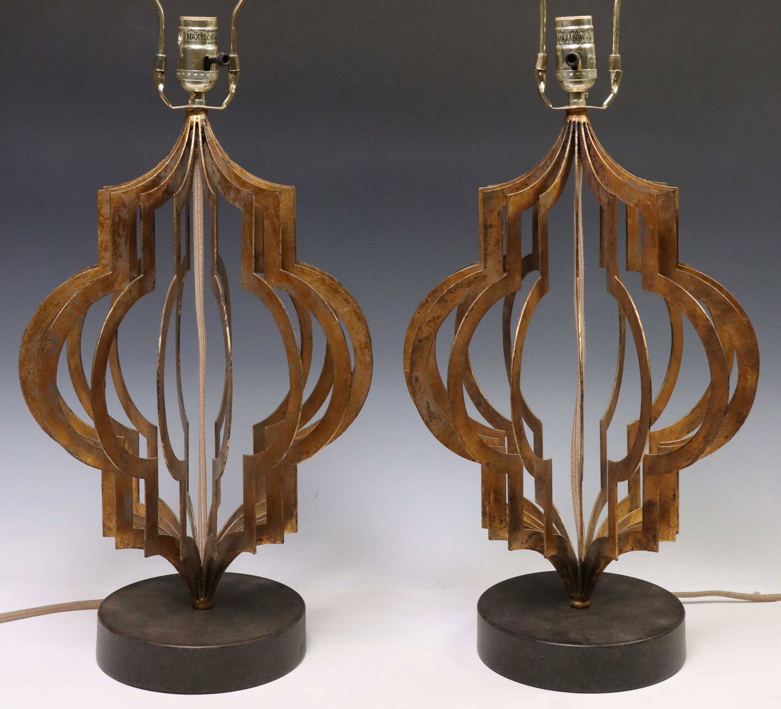 (2) MODERN GILT METAL SINGLE LIGHT TABLE LAMPS (1 of 3)