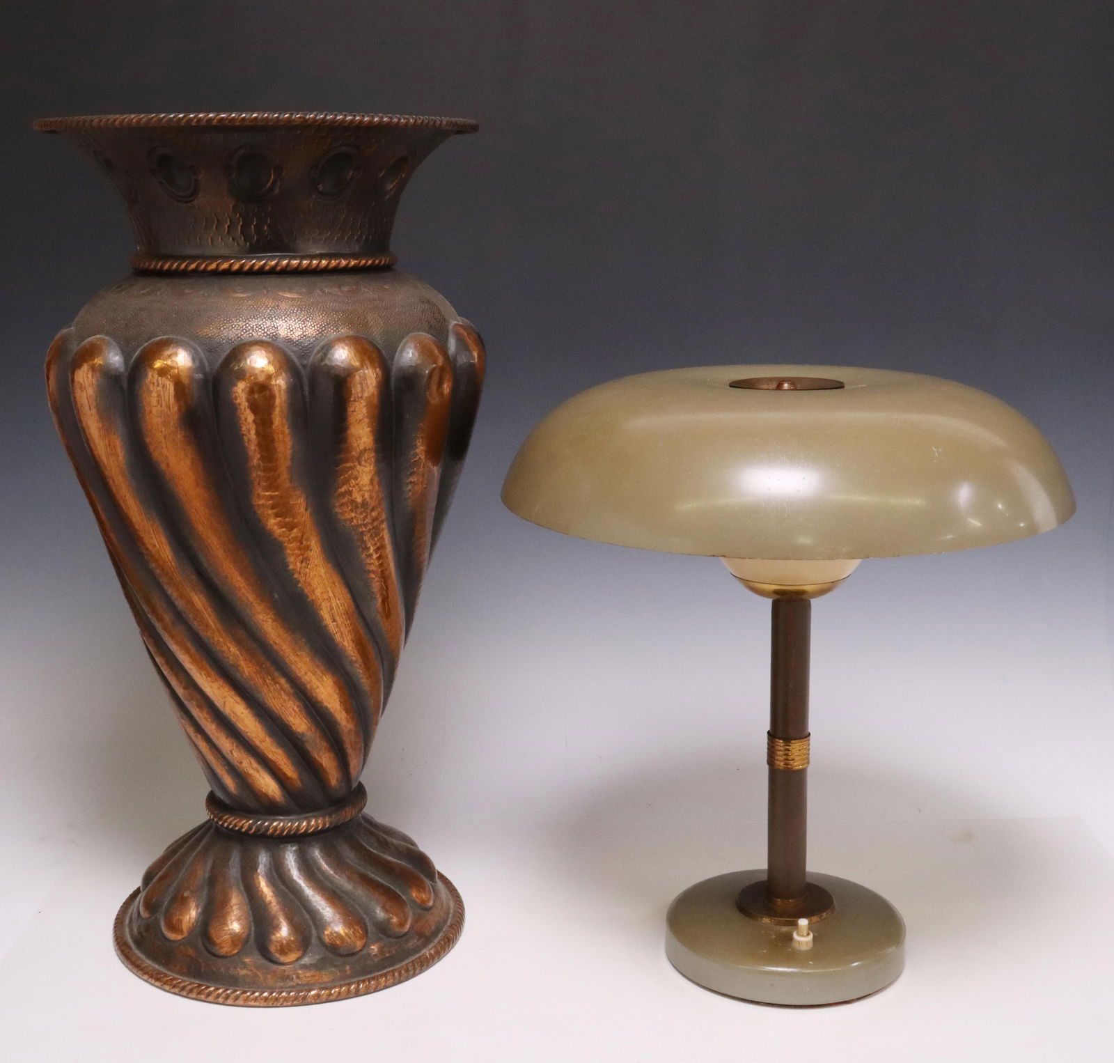 (2) MODERN TABLE LAMP & COPPER UMBRELLA STAND (1 of 4)