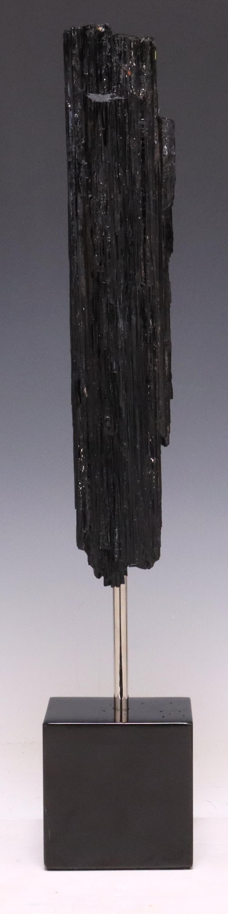 GEOLOGICAL BLACK TOURMALINE SPECIMEN ON MARBLE (1 of 4)
