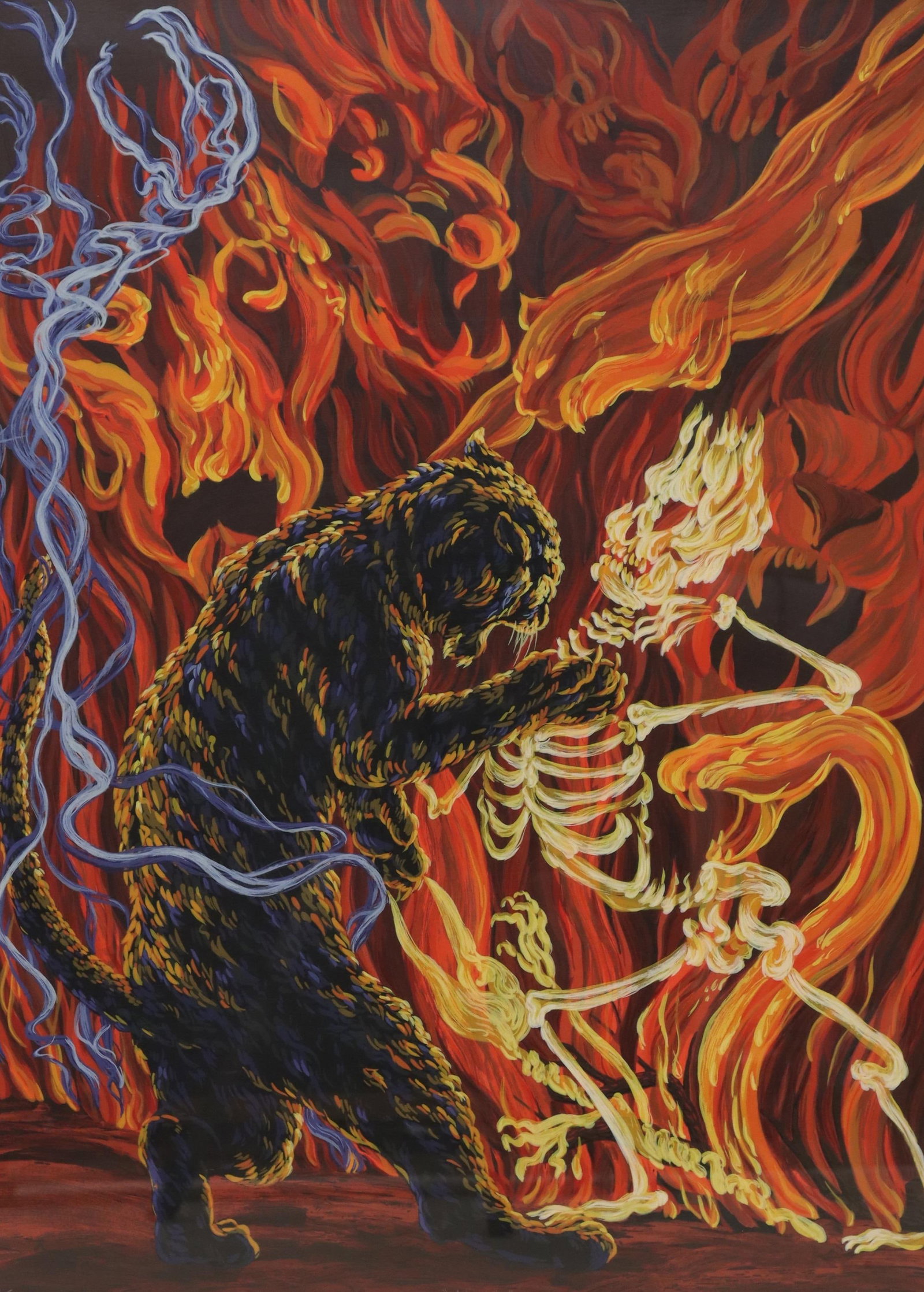 MELISSA MILLER (B.1951) COLOR SERIGRAPH 'ABLAZE': Framed color serigraph on paper, "Ablaze," signed lower right M.W. Miller (Melissa Wren Miller, Texas, b.1951), numbered 49/ 50, sight: approx 35.5"h, 25.5"w, overall: 42"h, 32"w, 16.25lbs Start Price