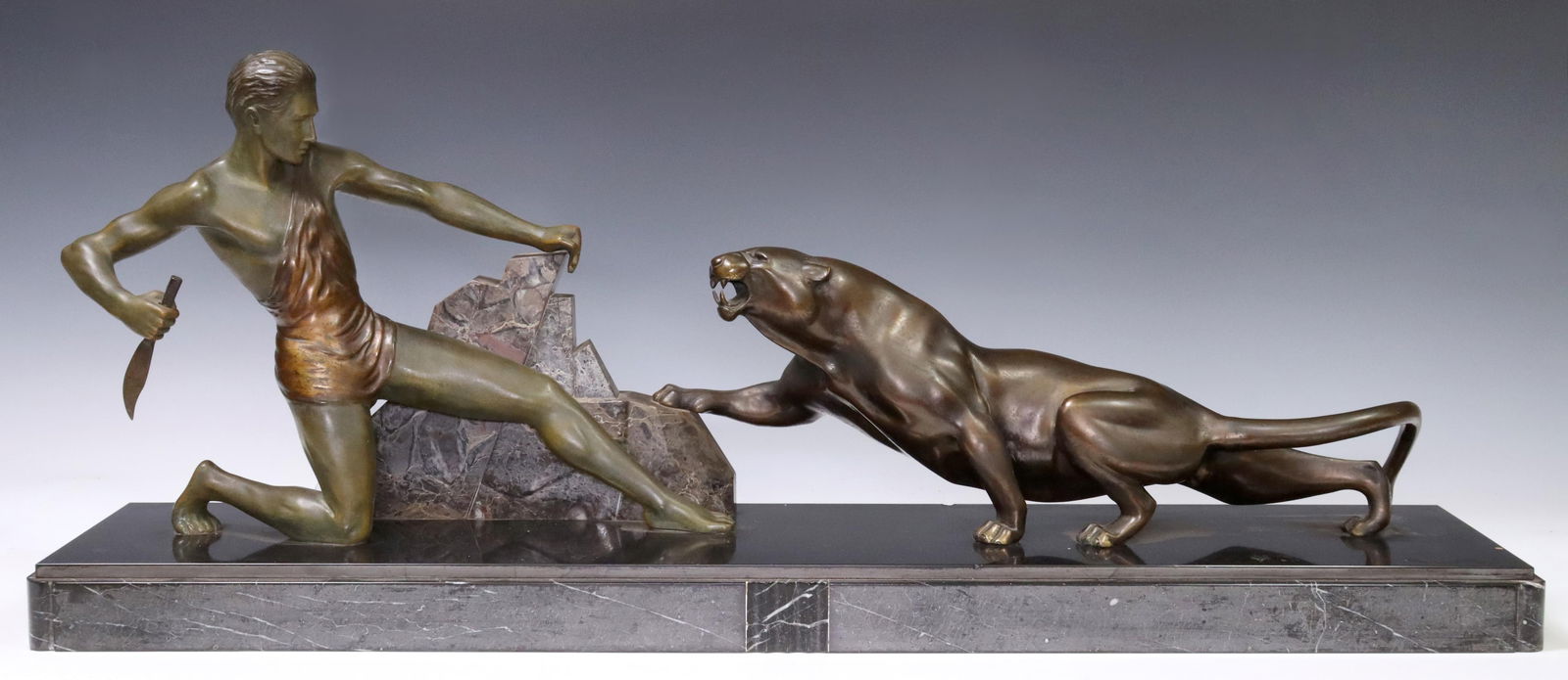 AFTER J BRAULT ART DECO PATINATED BRONZE SCULPTURE (1 of 5)