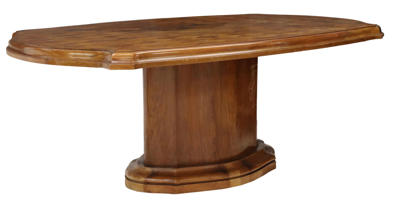 ITALIAN ART DECO FIGURED WALNUT PEDESTAL TABLE (1 of 5)