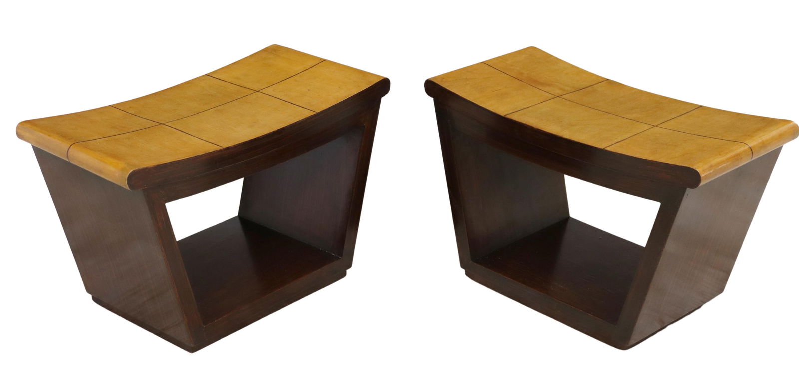 (2) ITALIAN ART DECO PERIOD CURVED WOOD STOOLS (1 of 4)