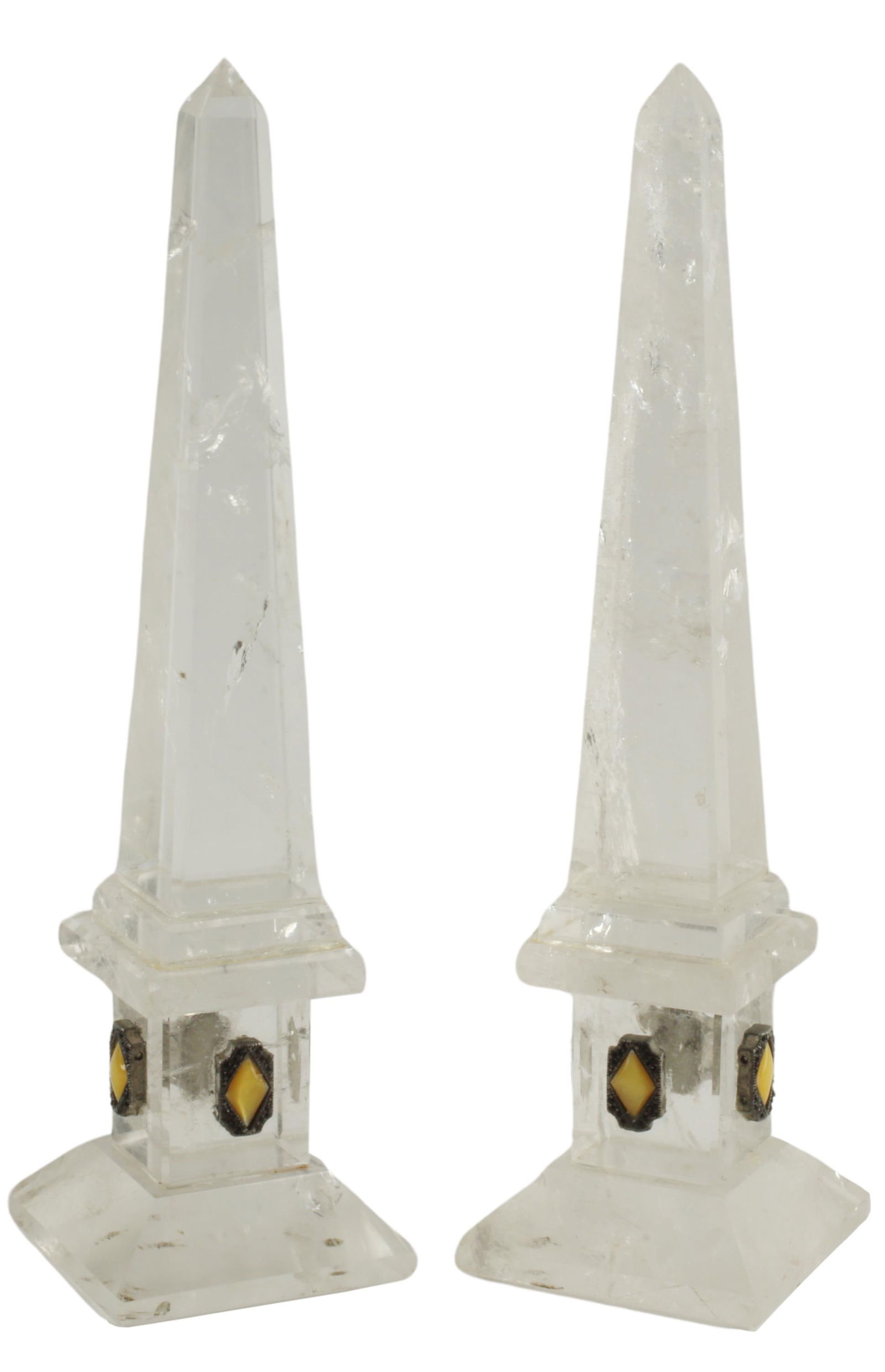 (2) CARVED ROCK CRYSTAL OBELISKS, 8"H (1 of 4)