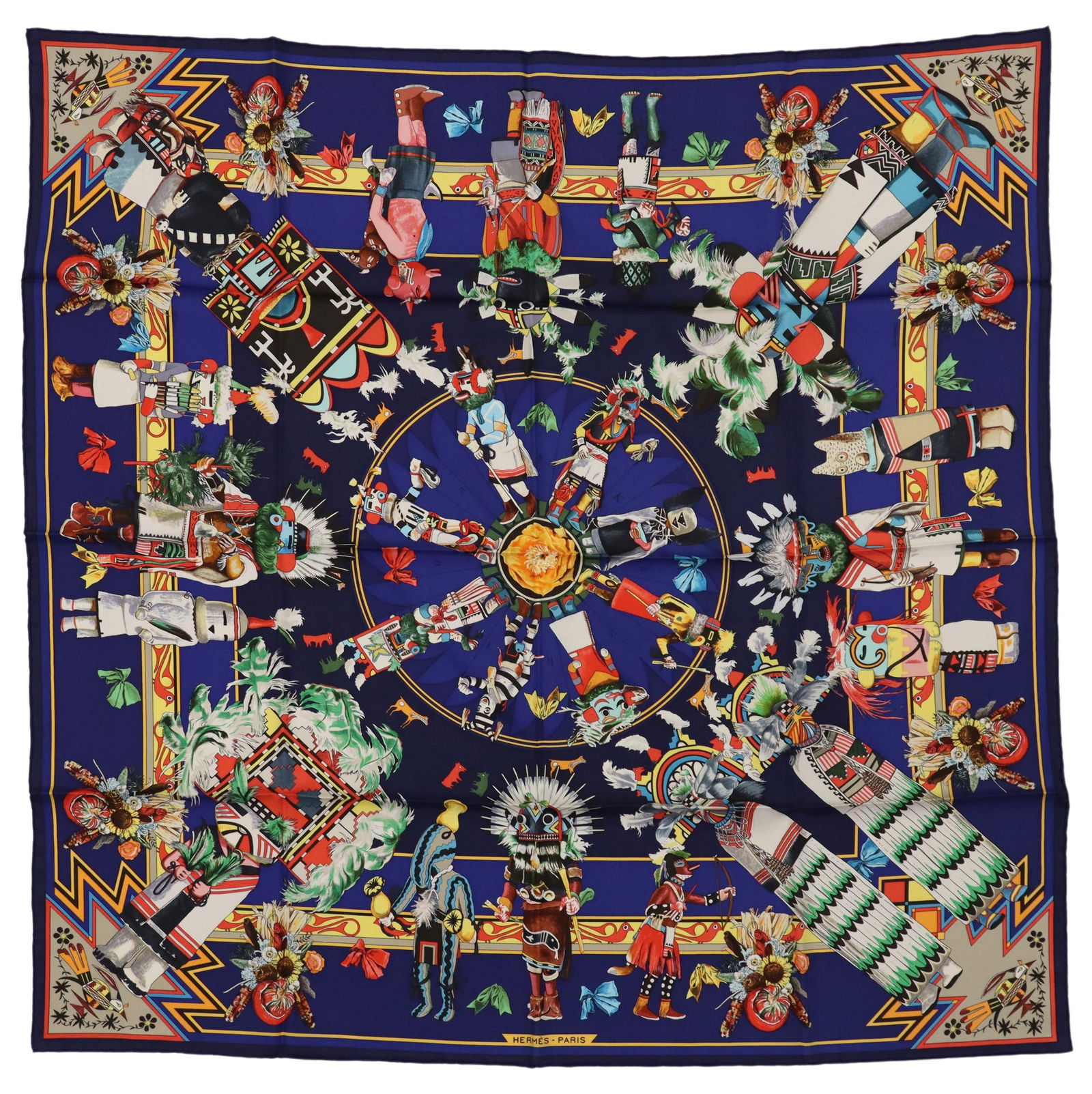 HERMES KERMIT OLIVER SILK SCARF, 'KACHINAS' (1 of 4)