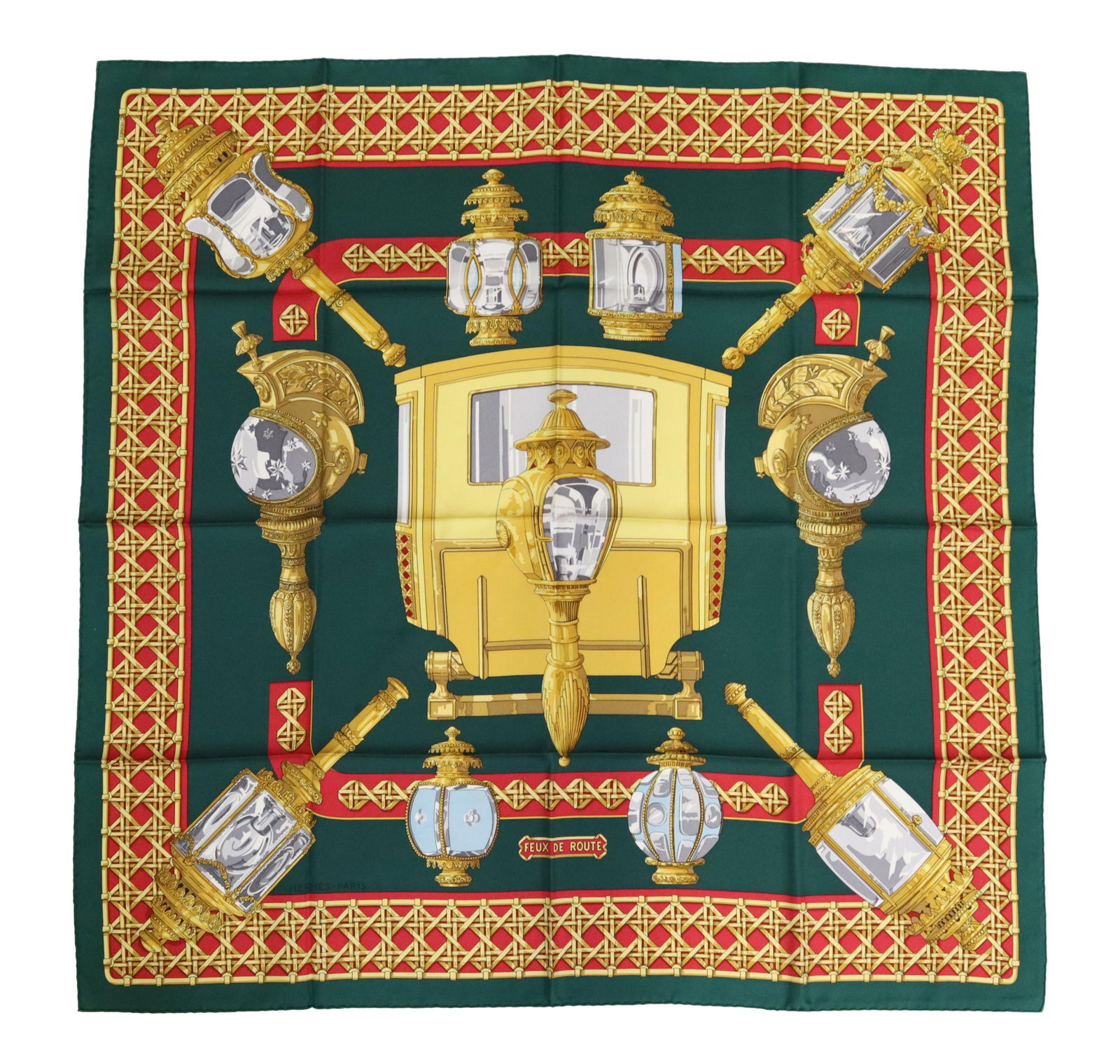 HERMES SILK TWILL SCARF, 'FEUX DE ROUTE' PATTERN (1 of 4)