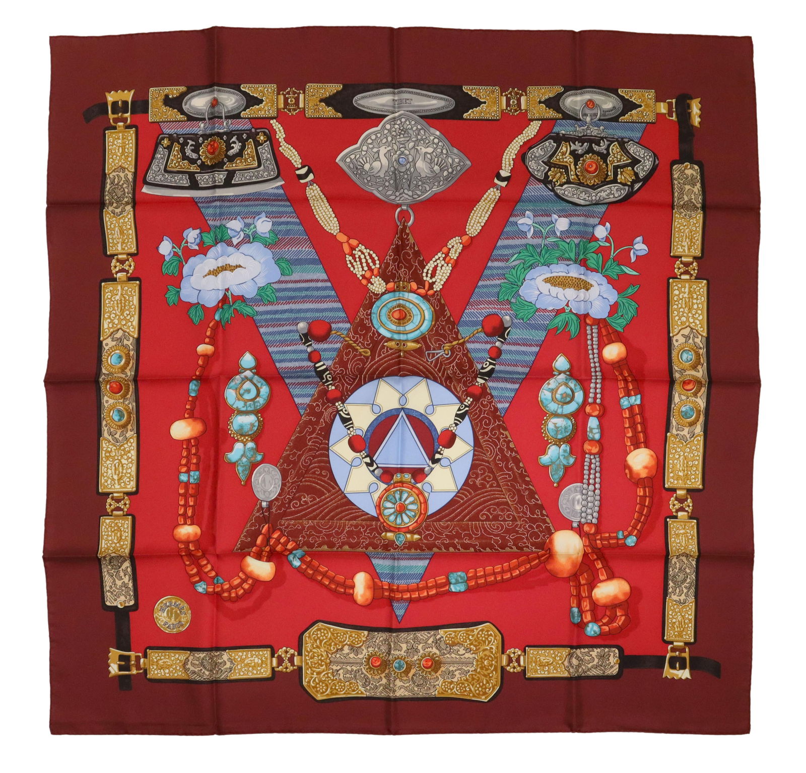HERMES SILK TWILL SCARF, 'TIBET' PATTERN (1 of 5)