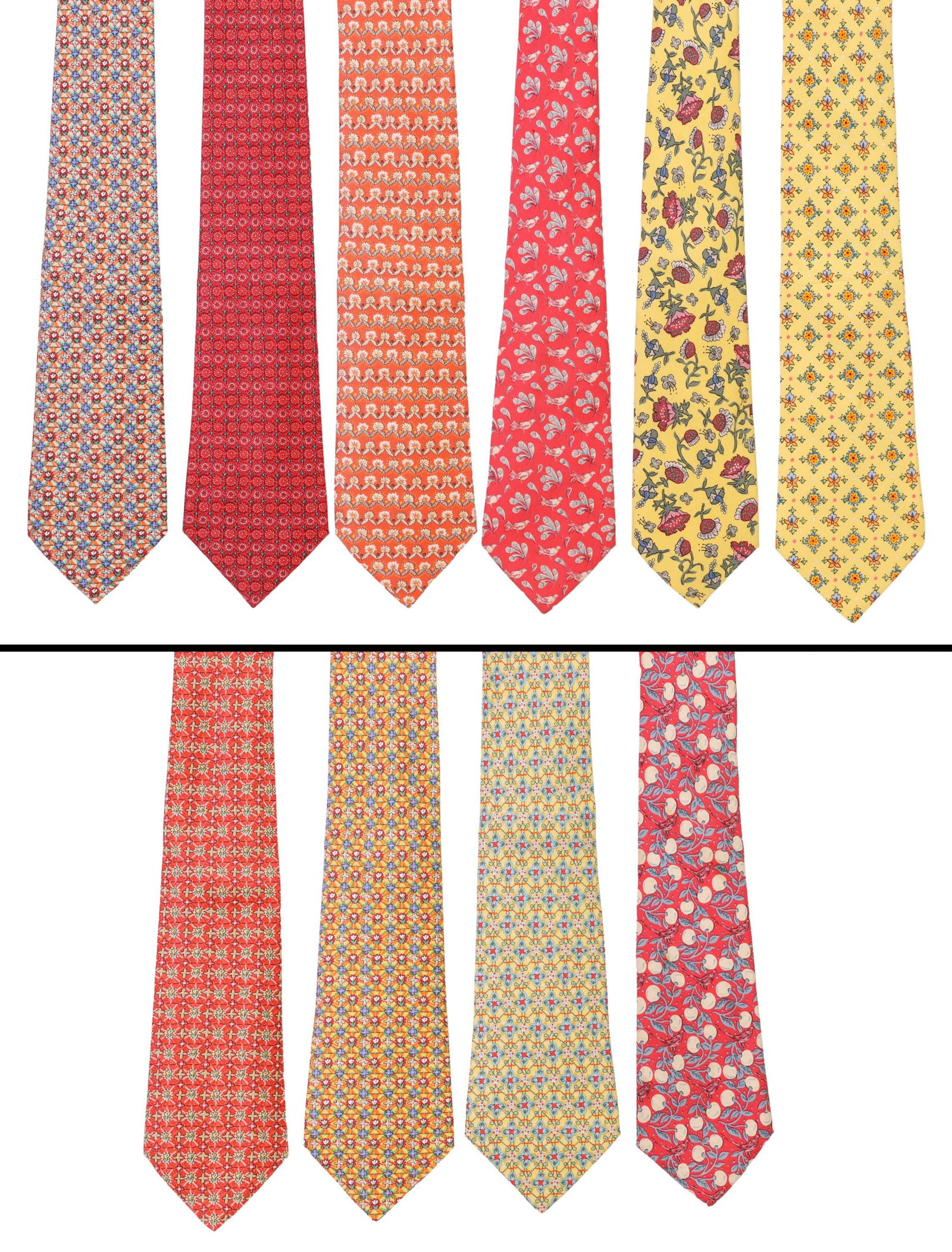 (10) HERMES SILK MENS NECK TIES FLORAL PATTERNS (1 of 3)