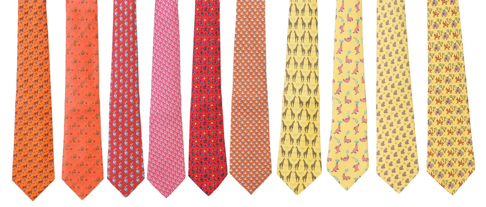 (10) HERMES SILK MENS NECK TIES ANIMAL PATTERNS (1 of 3)
