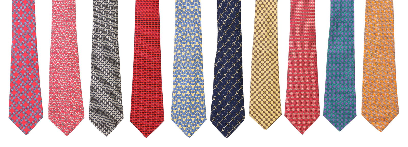 (10) HERMES SILK MENS NECK TIES GEOMETRIC PATTERNS (1 of 3)