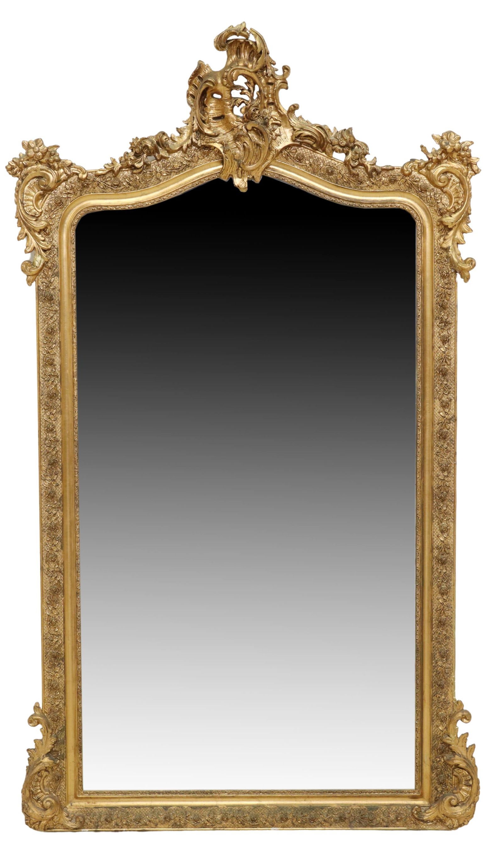 FRENCH LOUIS XV STYLE GILT BEVELED MIRROR, 60"X35" (1 of 3)