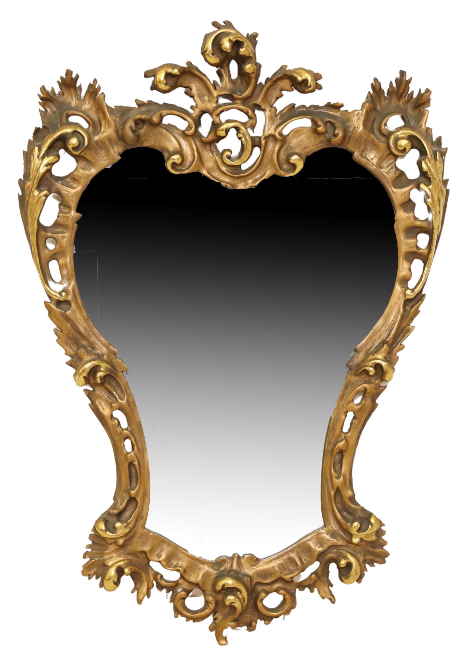 ITALIAN GILT-FRAMED CARTOUCHE-SHAPED MIRROR (1 of 3)
