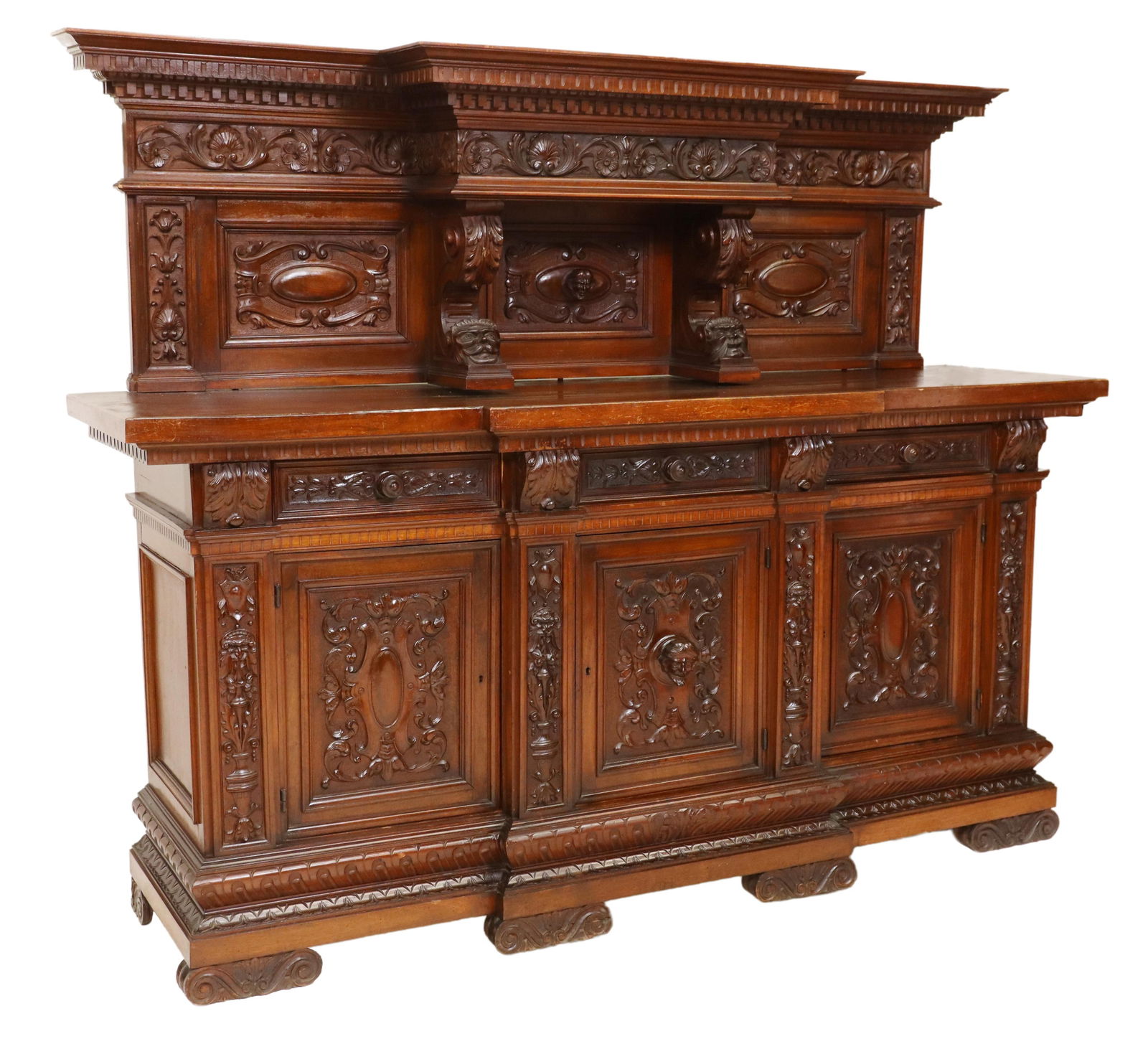 ITALIAN RENAISSANCE REVIVAL WALNUT SIDEBOARD (1 of 9)